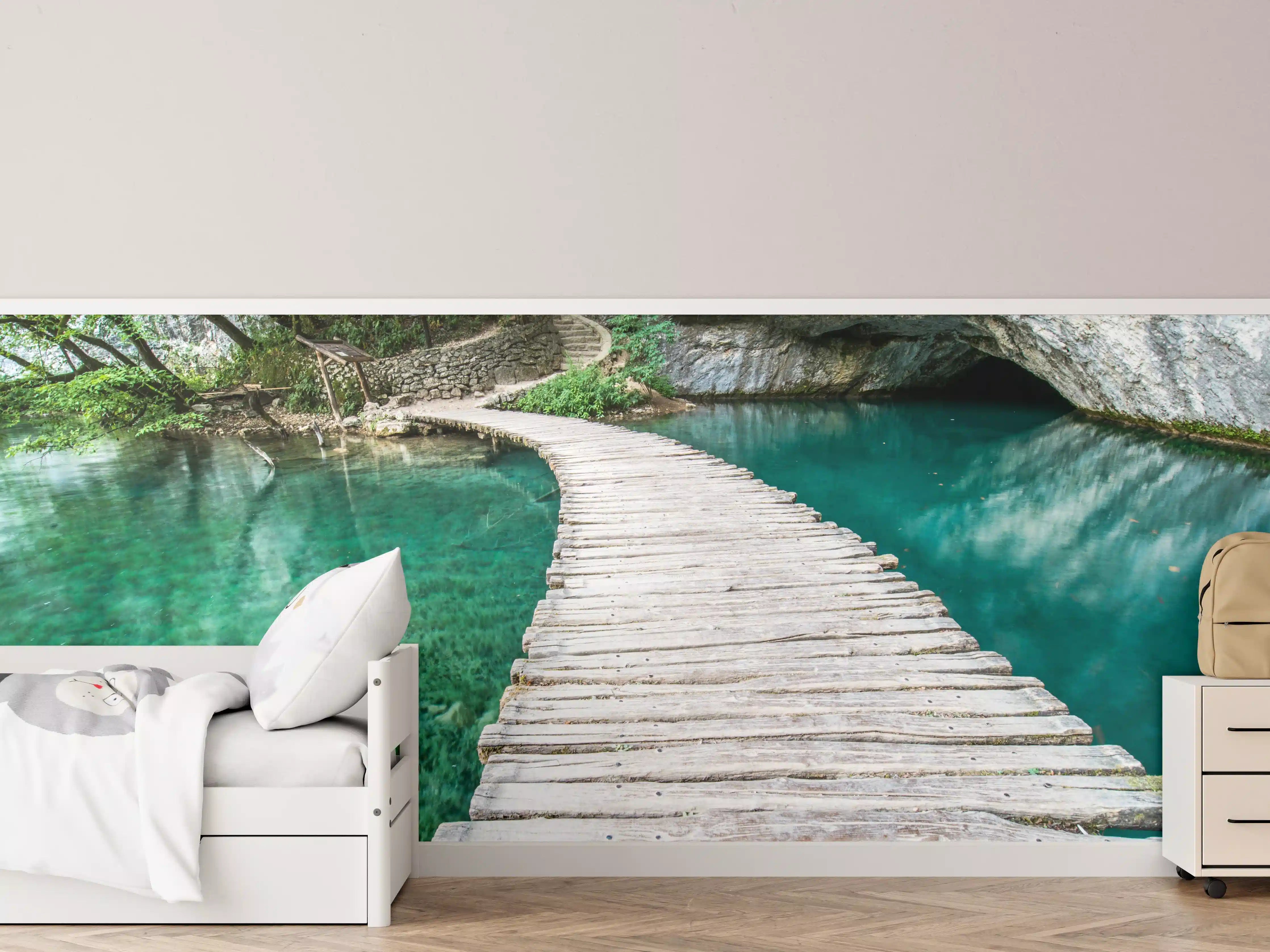 Kinderzimmer Wandgestaltung - Plitvicer Brücke in Kroatien