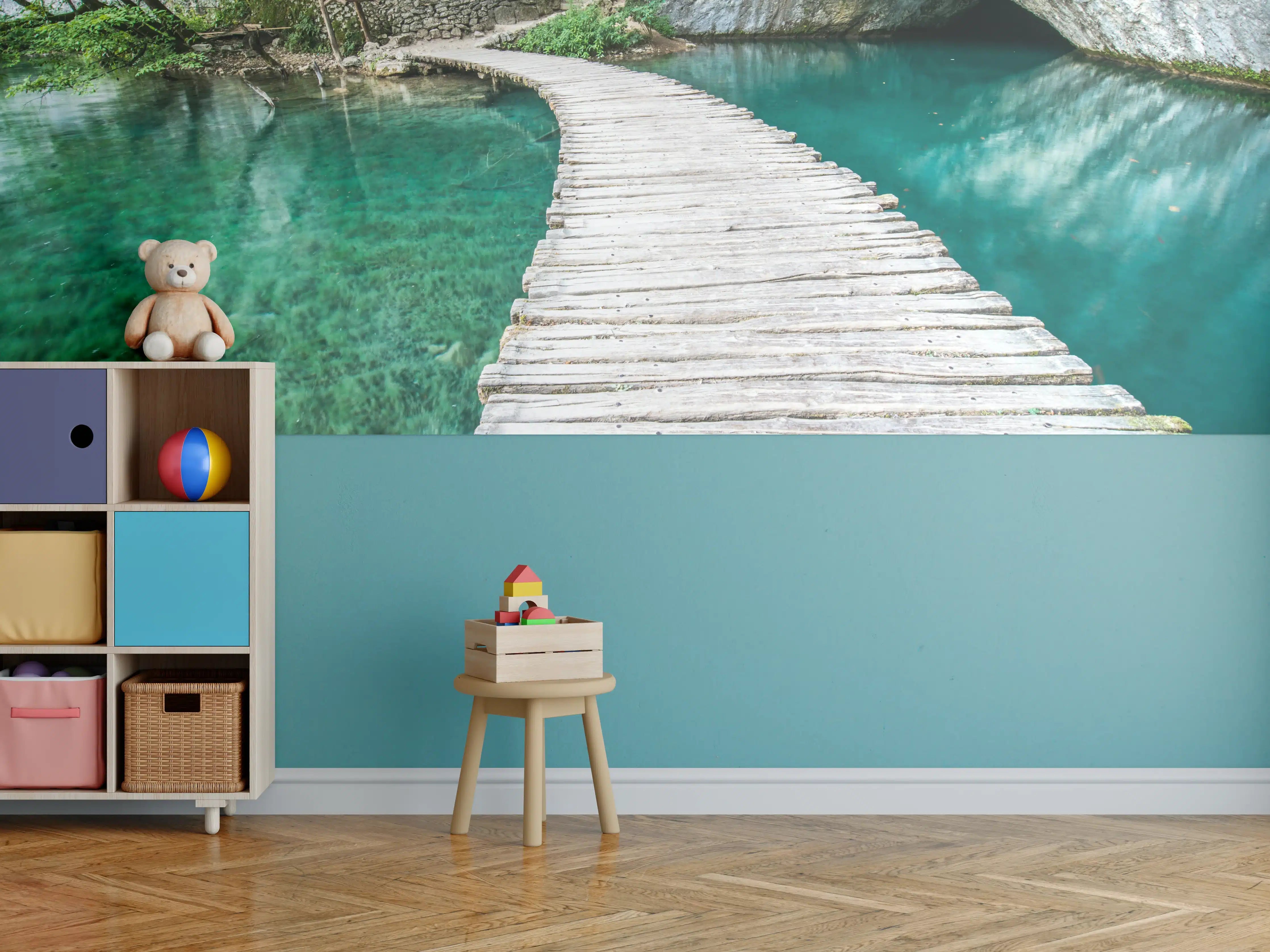 Kinderzimmer Wandgestaltung - Plitvicer Brücke in Kroatien