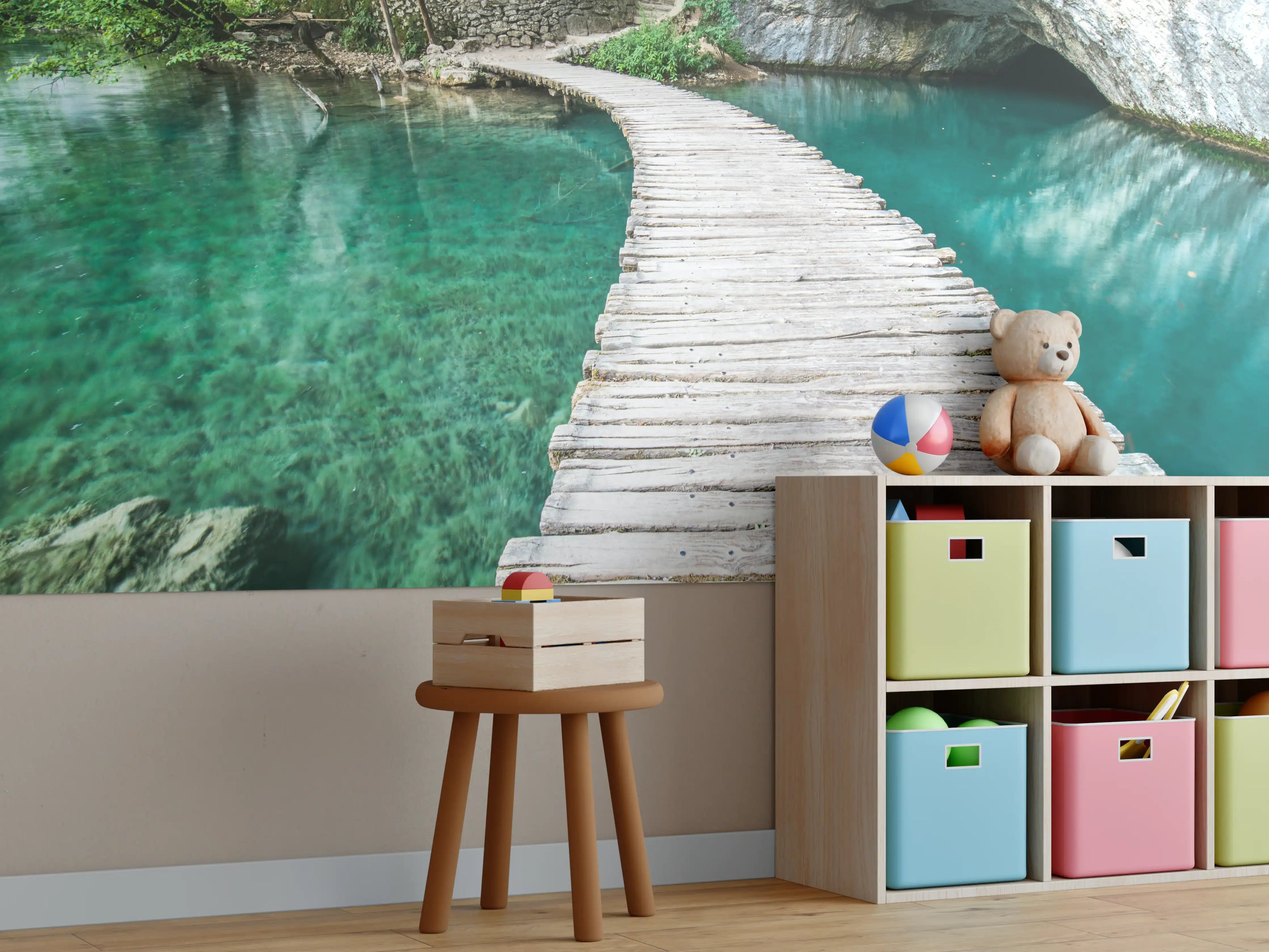 Kinderzimmer Wandgestaltung - Plitvicer Brücke in Kroatien