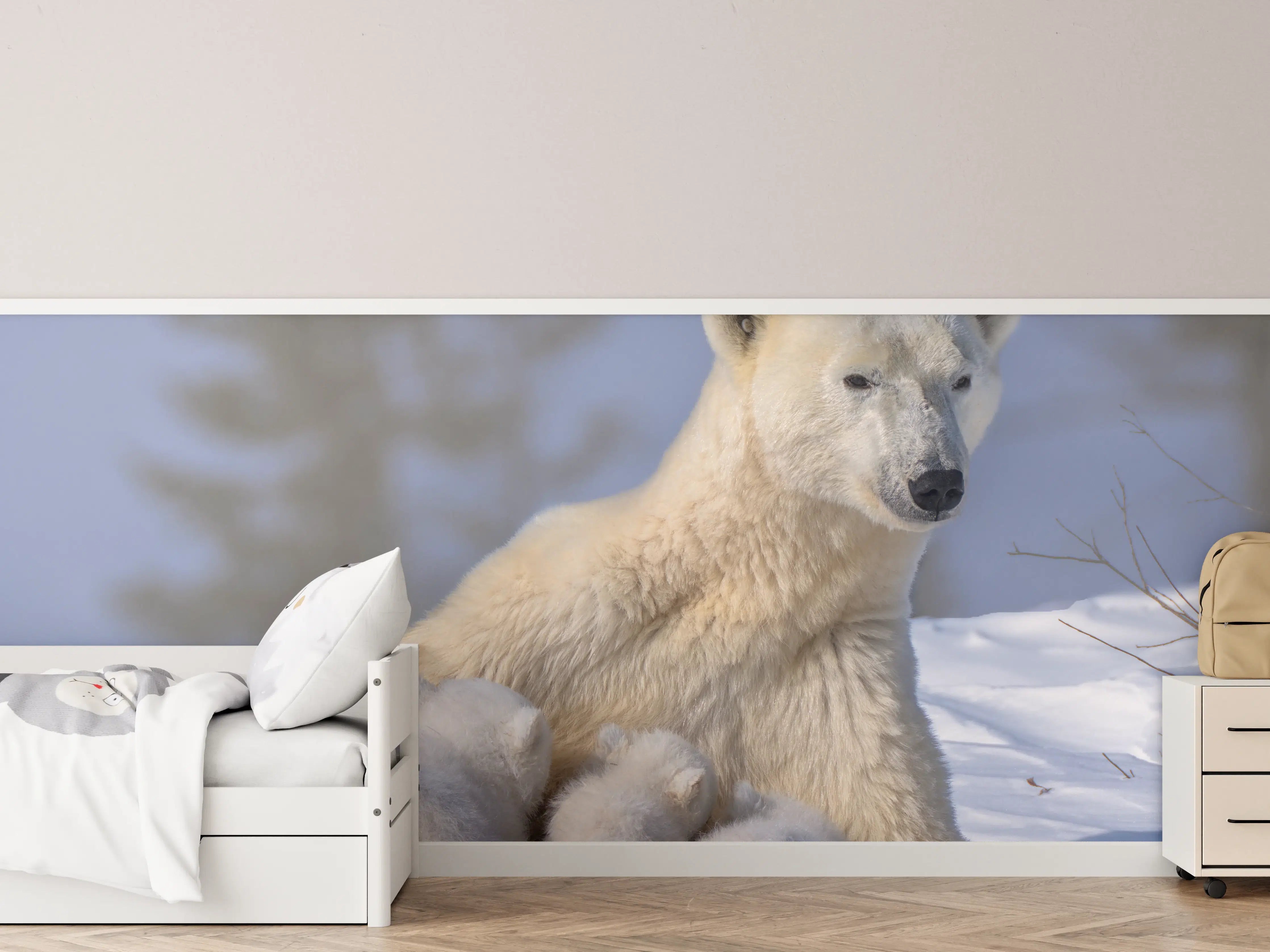 Kinderzimmer Wandgestaltung - Polarbären Familie im Schnee