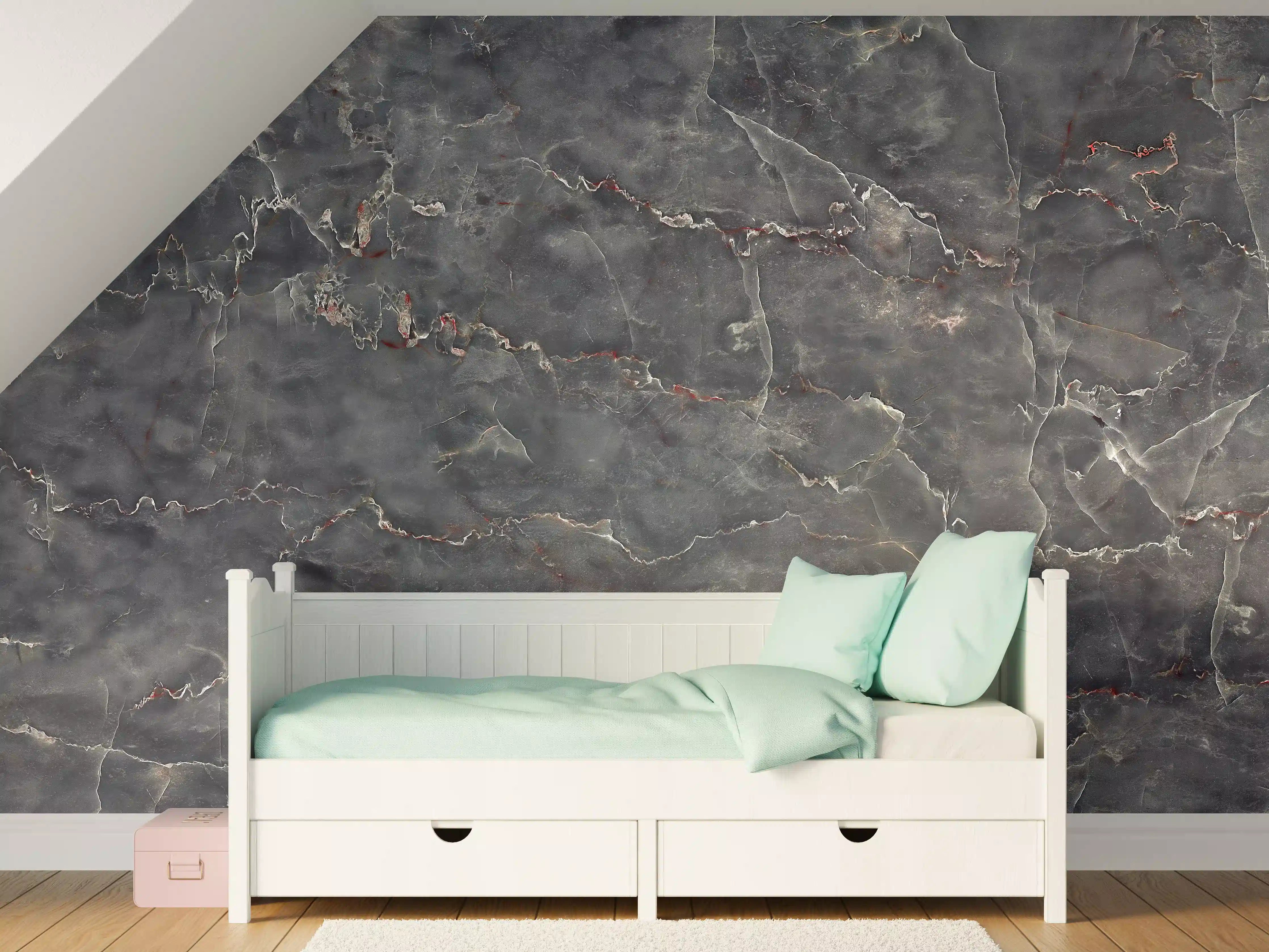 Kinderzimmer Wandgestaltung - Polierter Onyxmarmor mit Adern