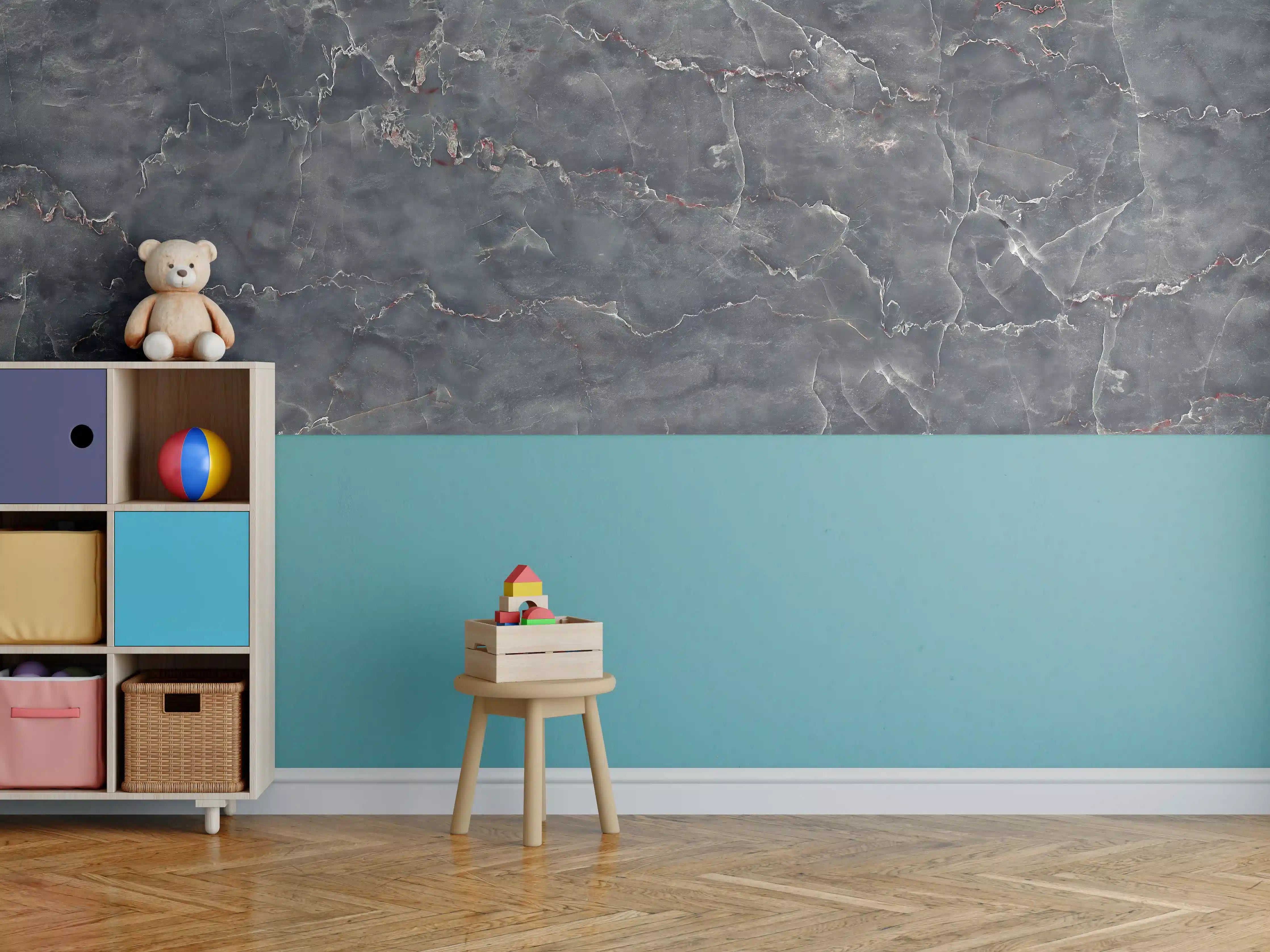 Kinderzimmer Wandgestaltung - Polierter Onyxmarmor mit Adern