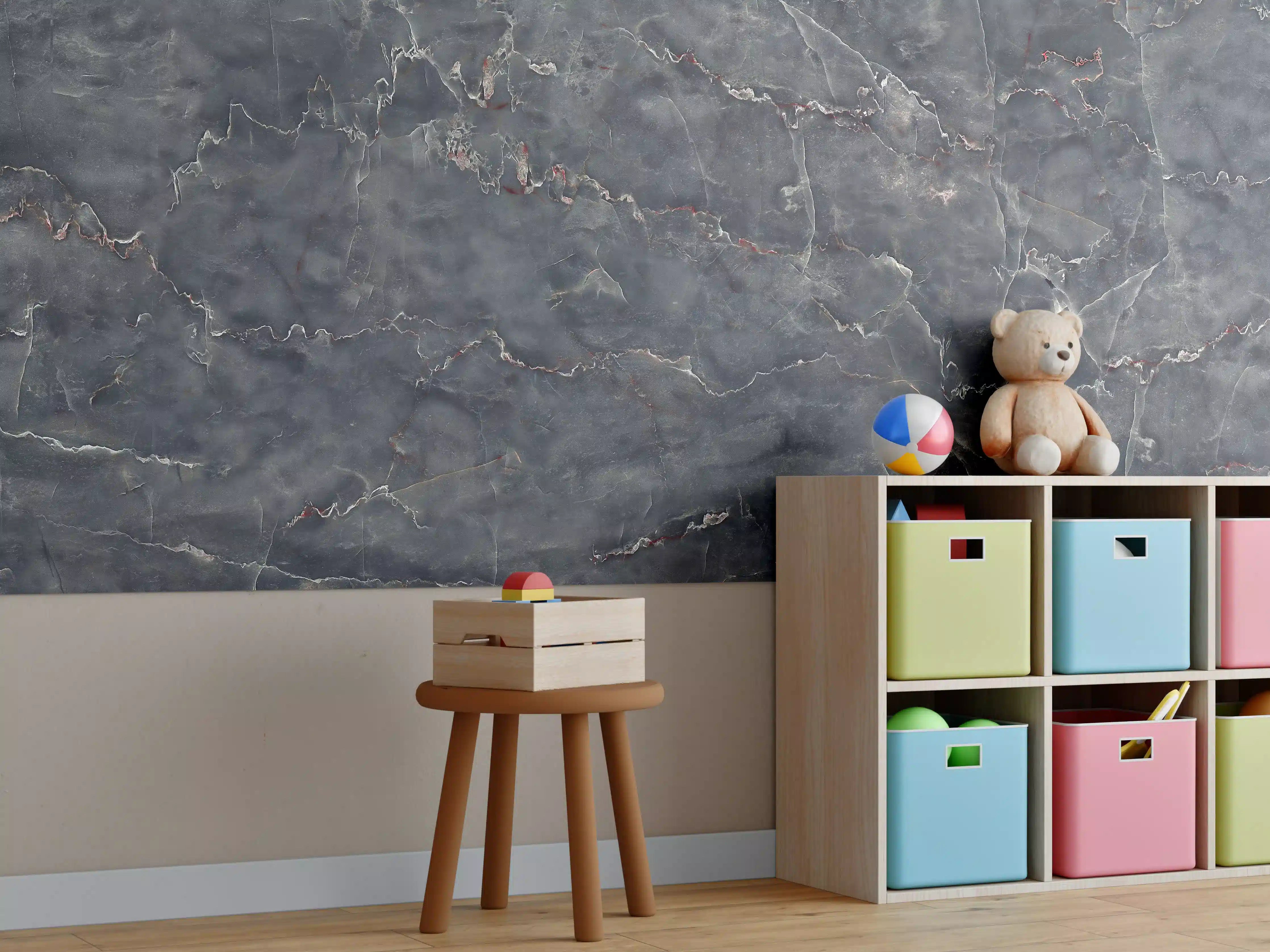 Kinderzimmer Wandgestaltung - Polierter Onyxmarmor mit Adern