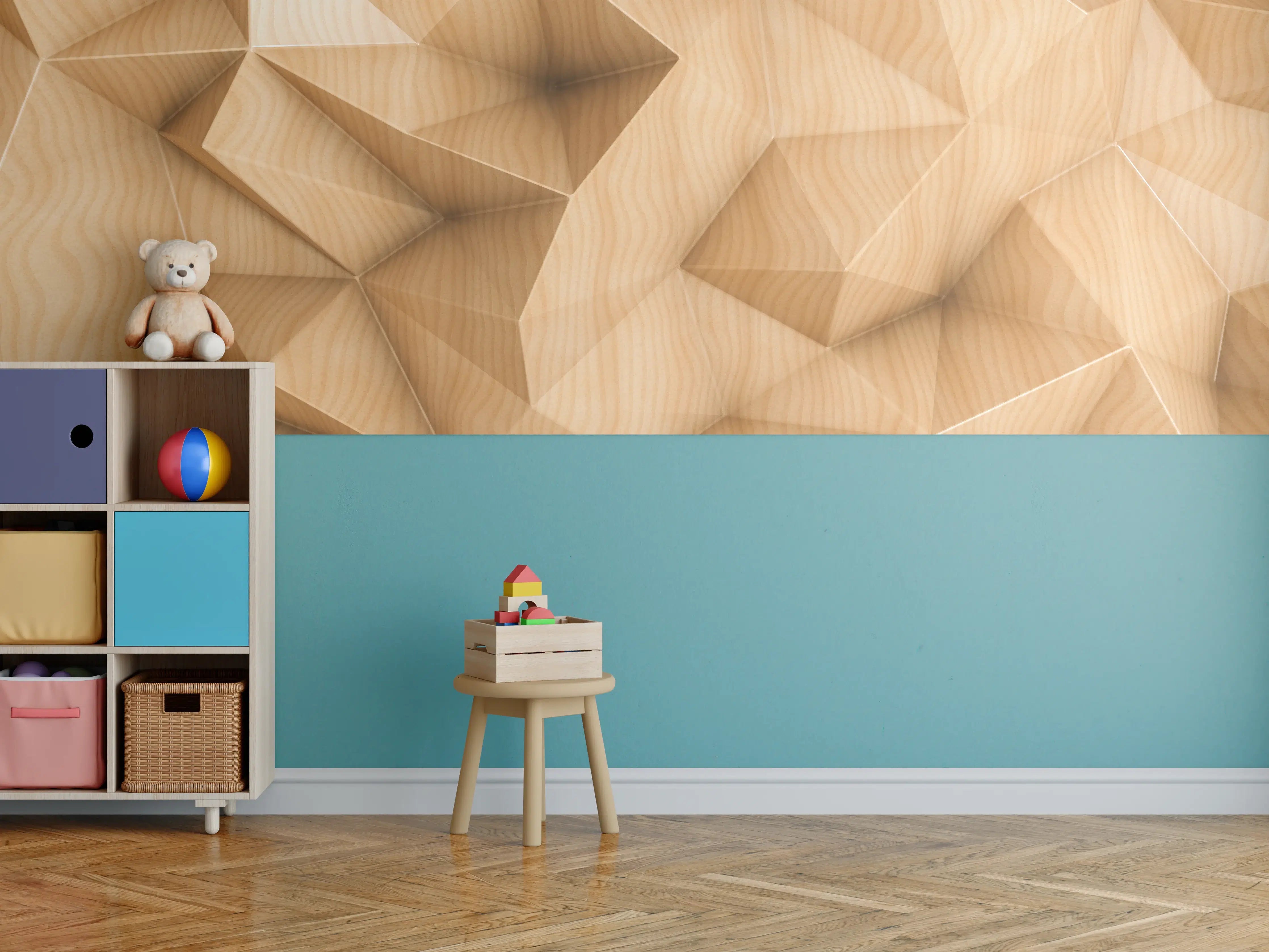 Kinderzimmer Wandgestaltung - Polygonaler abstrakter Hintergrund