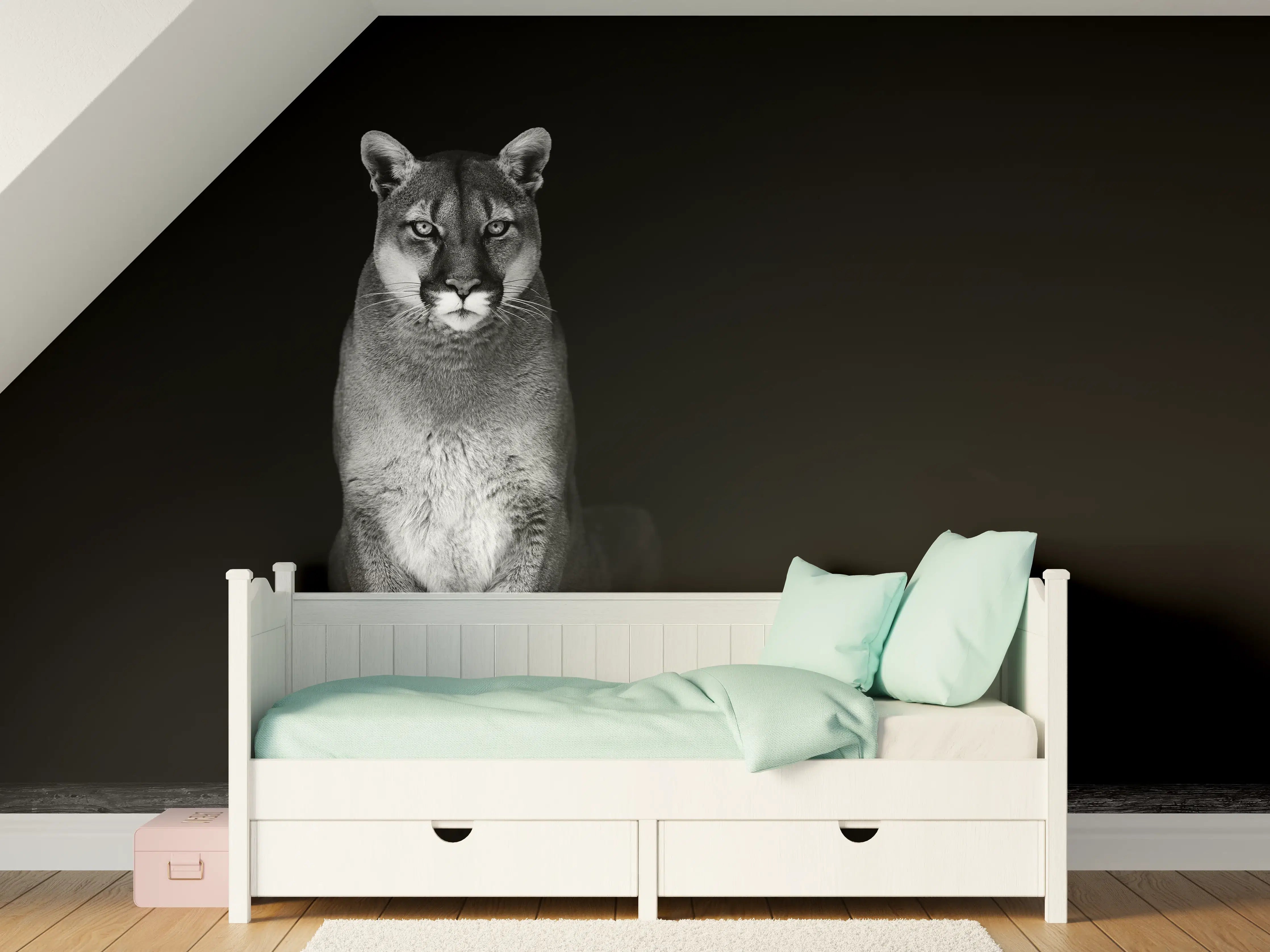 Kinderzimmer Wandgestaltung - Porträt des Bergpumas