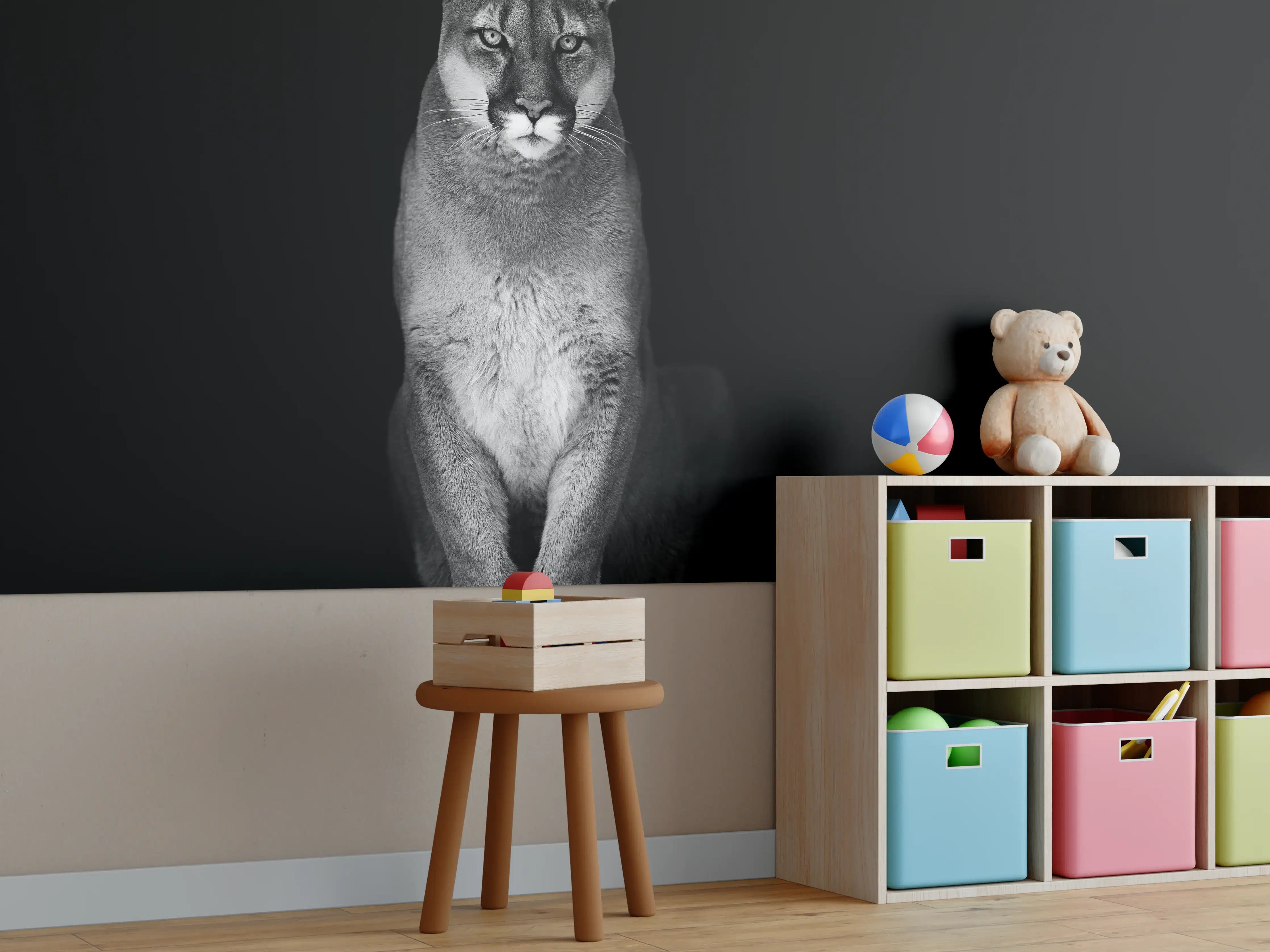 Kinderzimmer Wandgestaltung - Porträt des Bergpumas