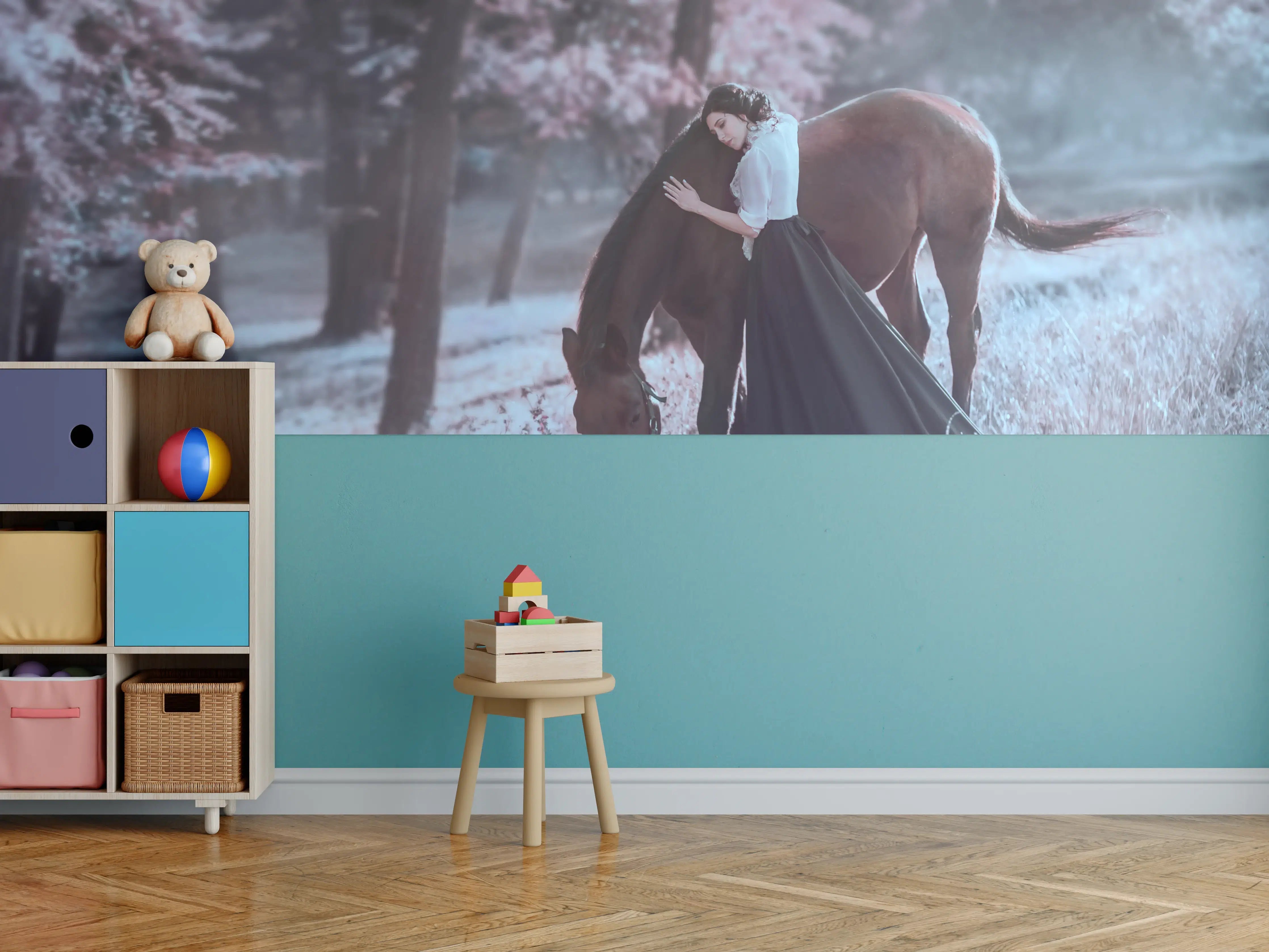 Kinderzimmer Wandgestaltung - Prinzessin mit Pferd - Herbst