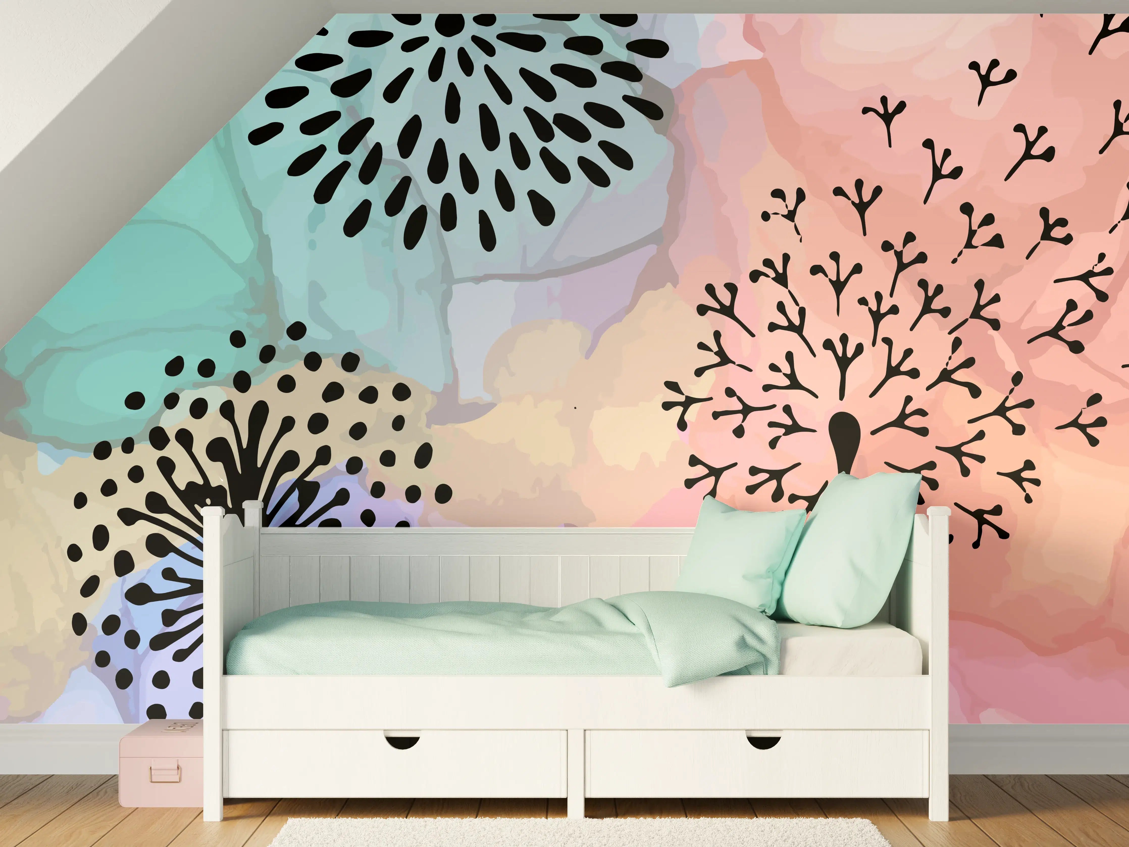 Kinderzimmer Wandgestaltung - Pusteblume Aquarell