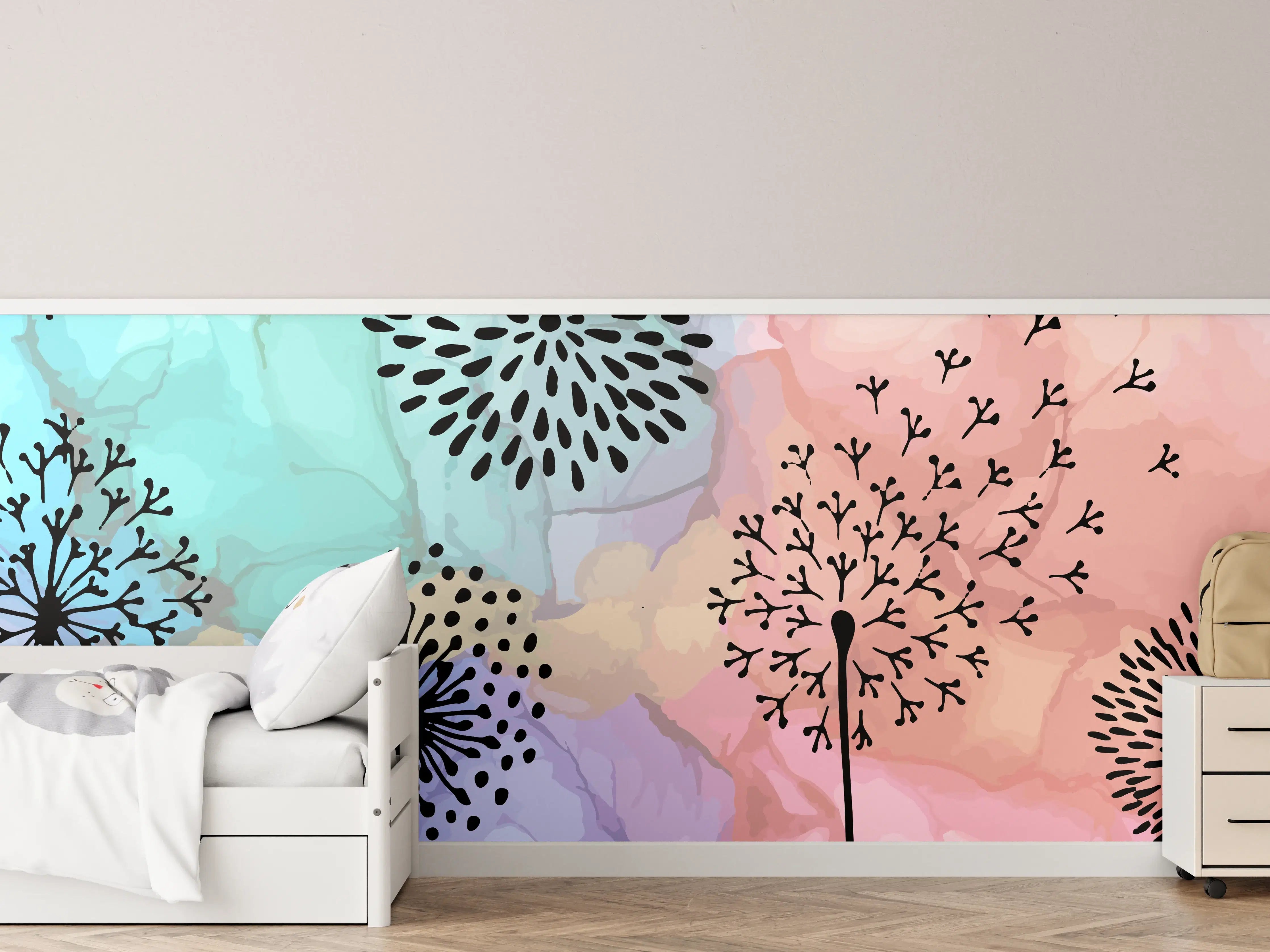 Kinderzimmer Wandgestaltung - Pusteblume Aquarell