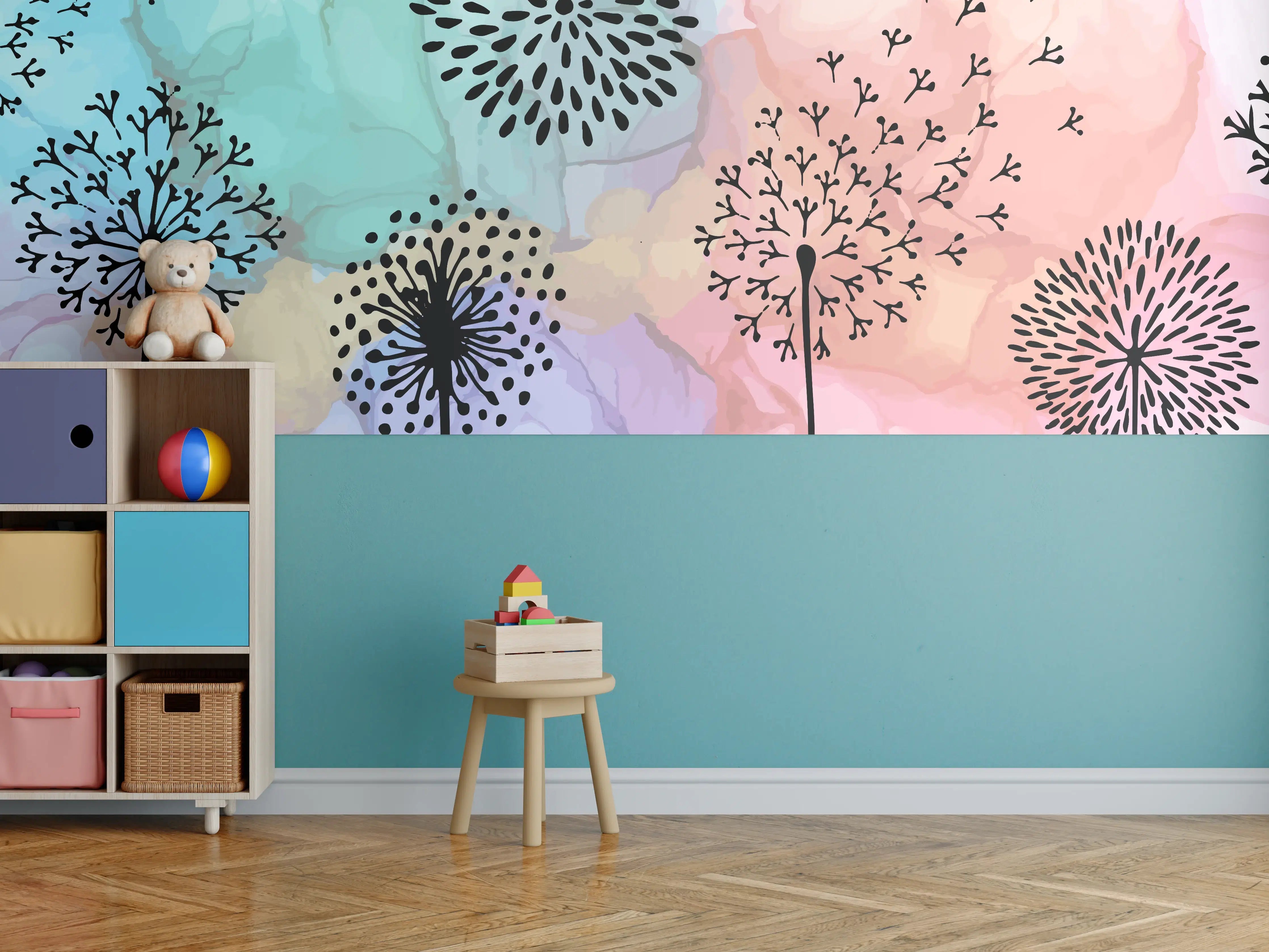 Kinderzimmer Wandgestaltung - Pusteblume Aquarell