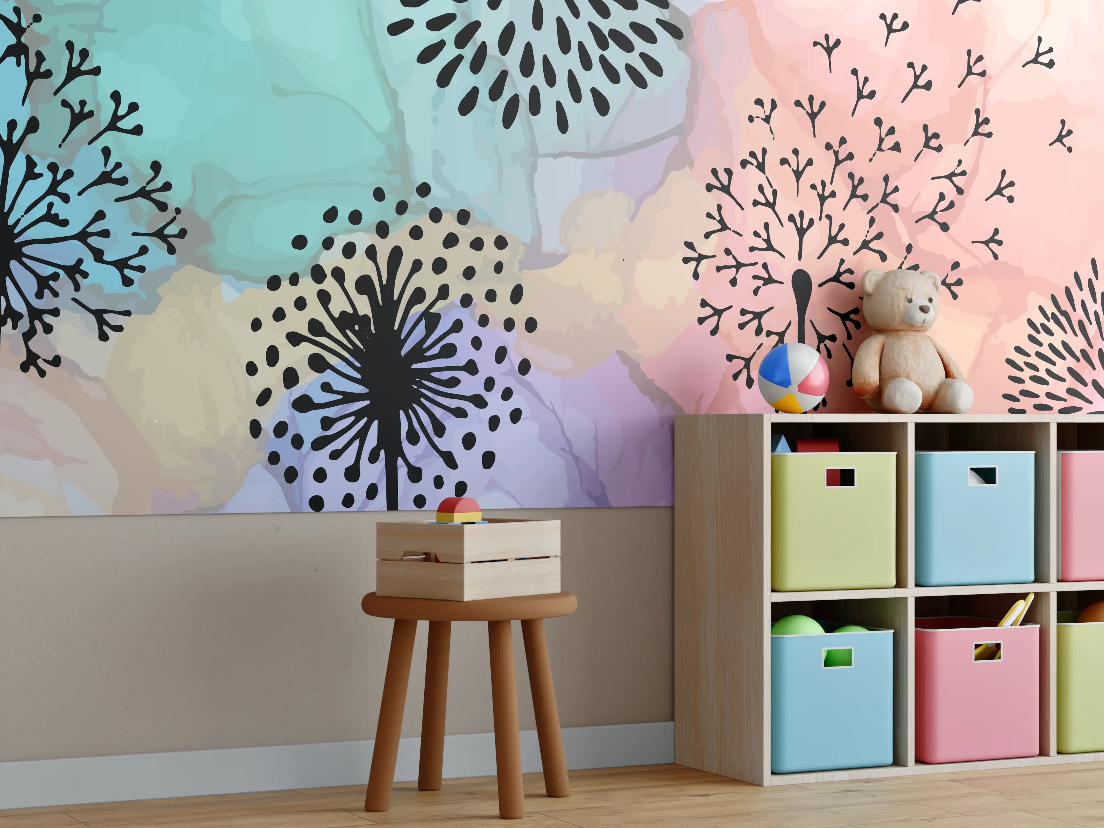 Kinderzimmer Wandgestaltung - Pusteblume Aquarell