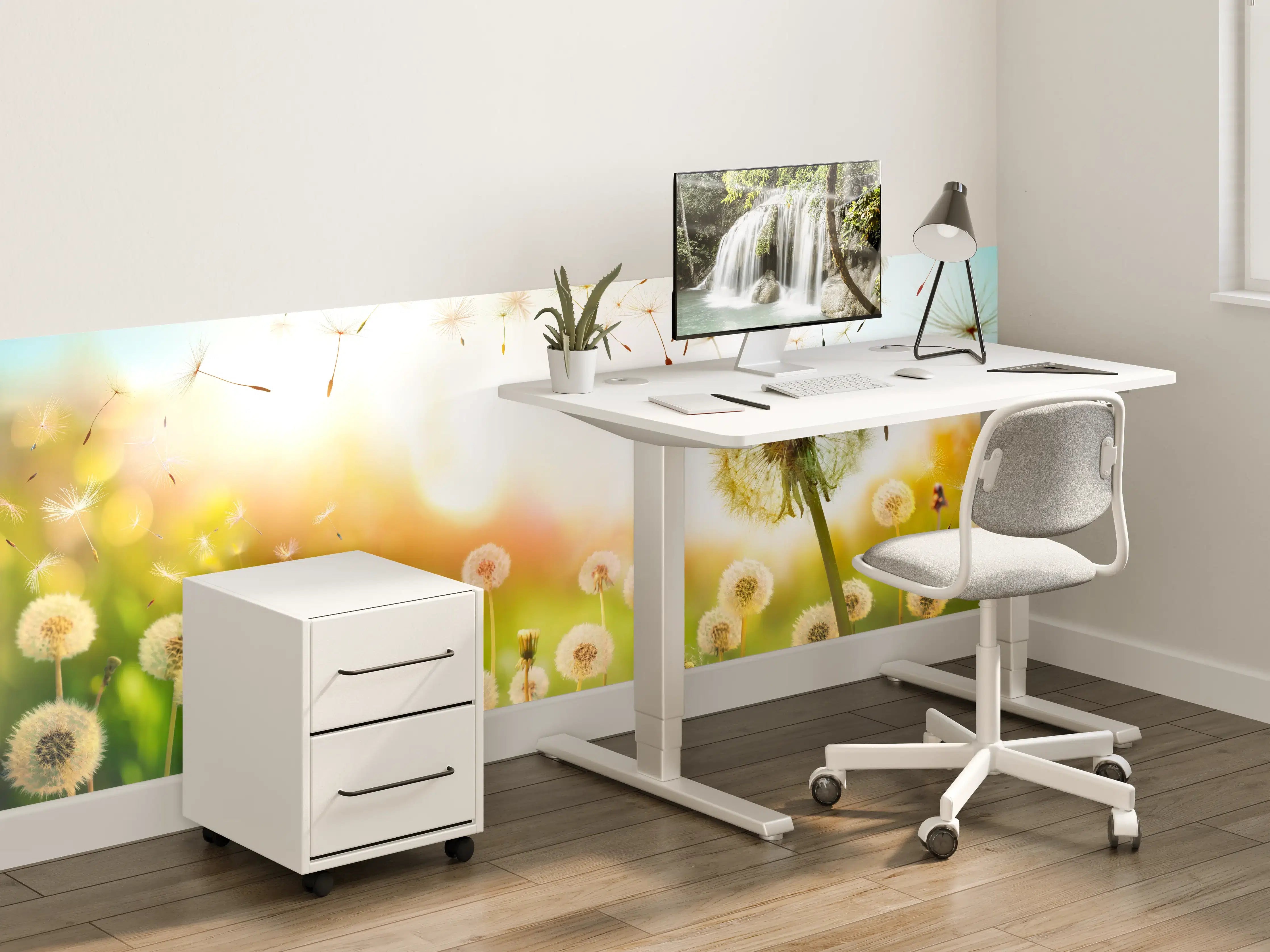 Kinderzimmer Wandgestaltung - Pusteblumen im goldenen Licht