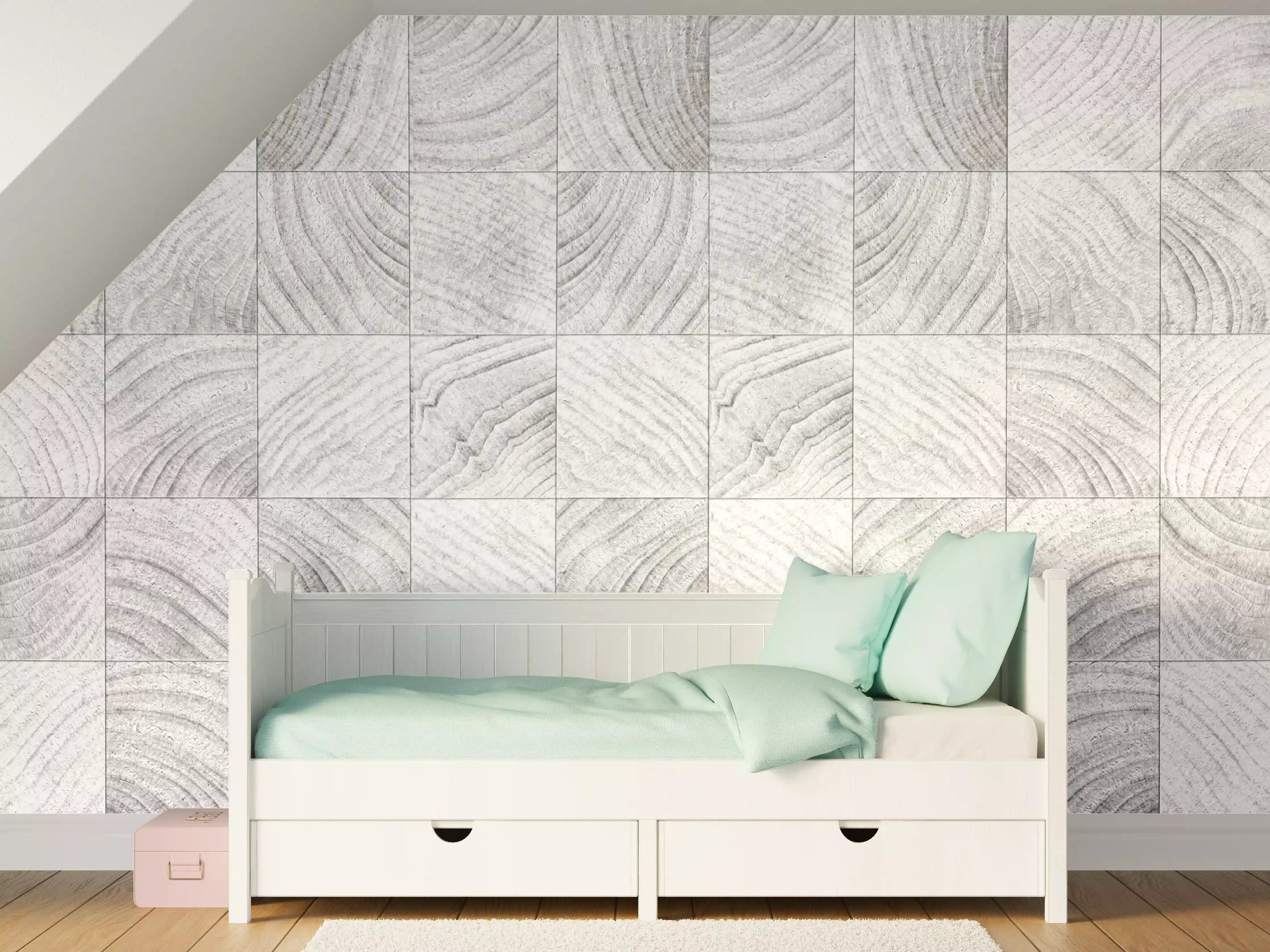 Kinderzimmer Wandgestaltung - Quadratische Holzartige Fliesen