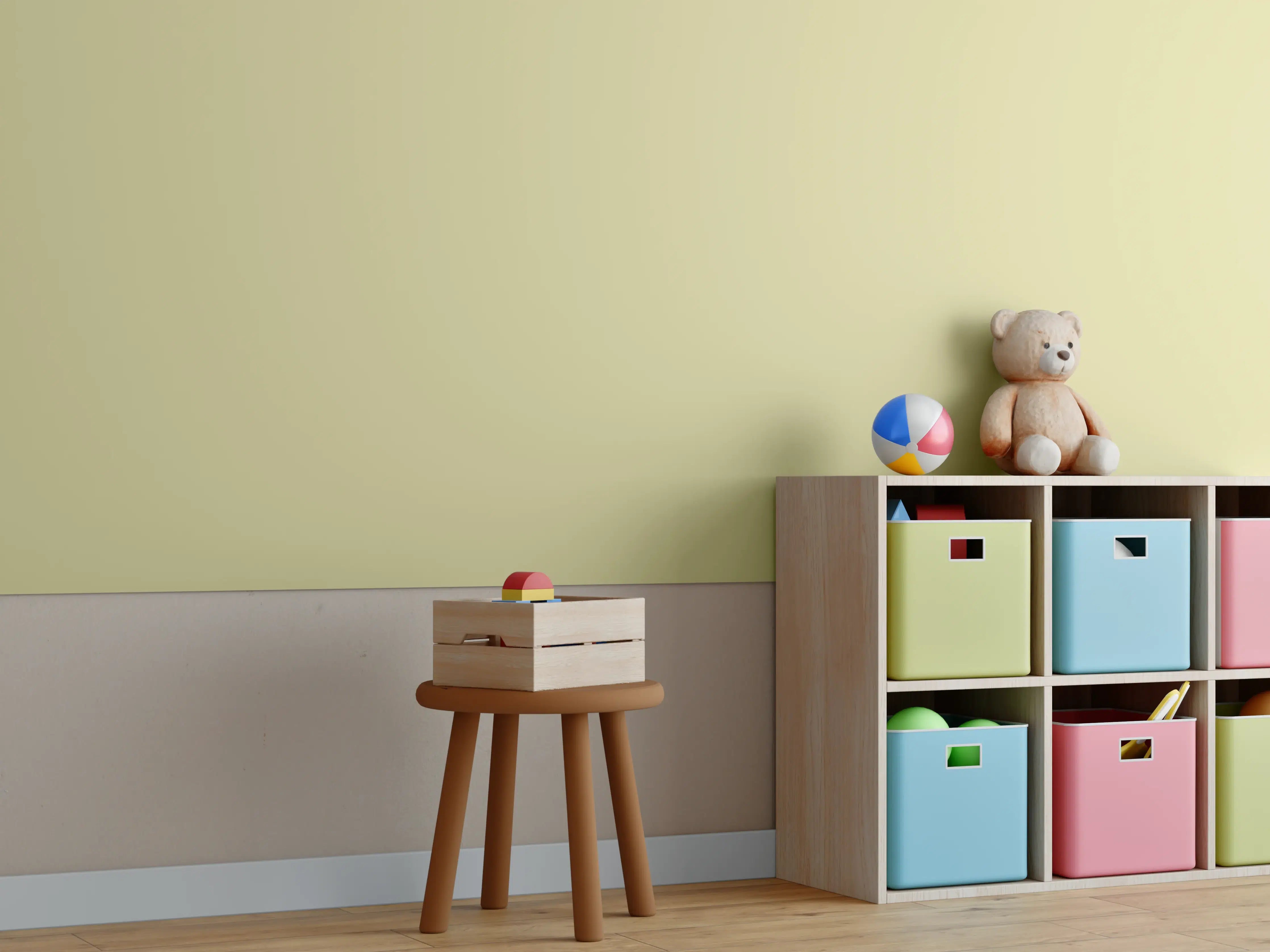 Kinderzimmer Wandgestaltung - RAL 1000 (Grünbeige)