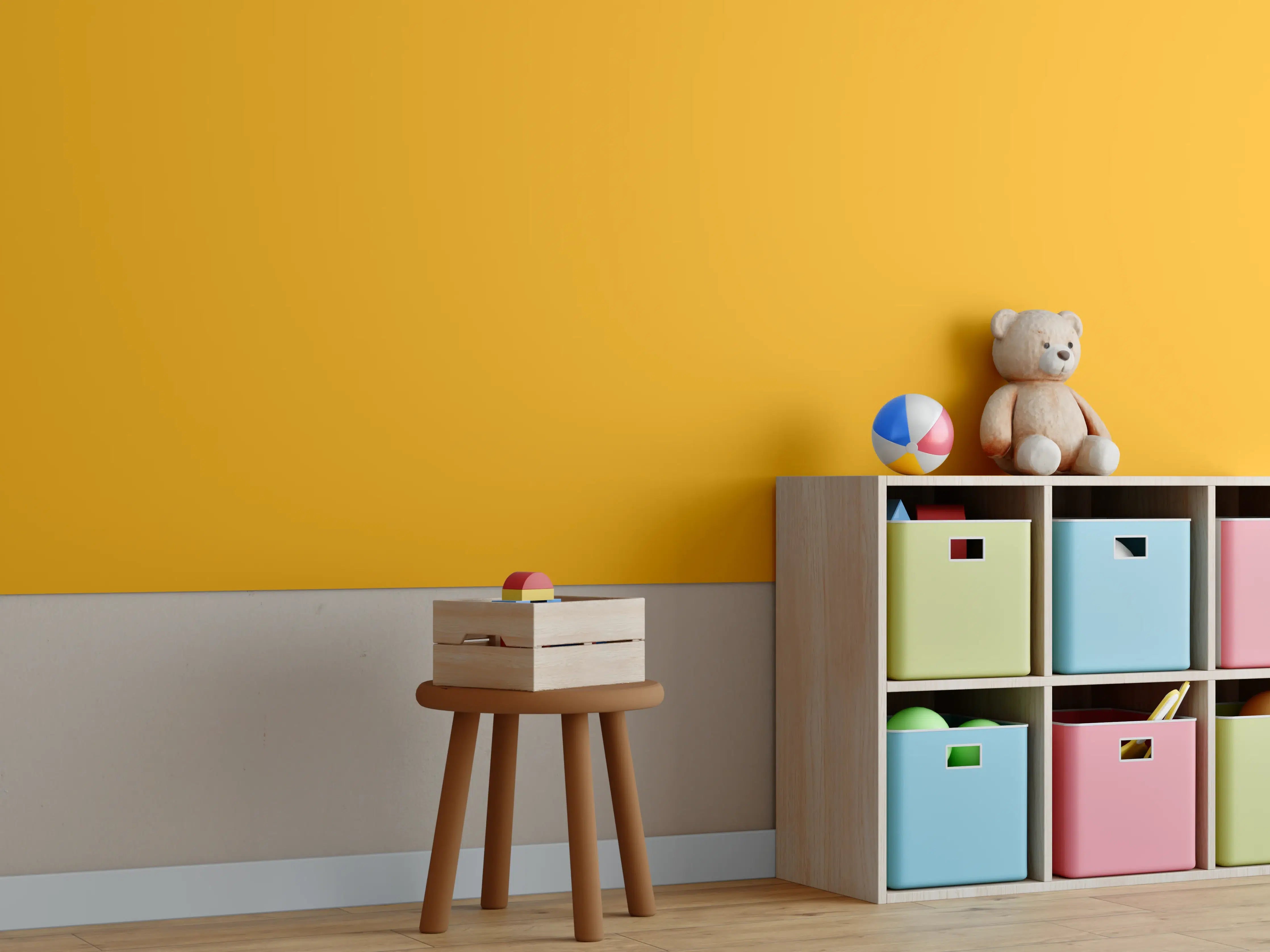 Kinderzimmer Wandgestaltung - RAL 1007 (Narzissengelb)