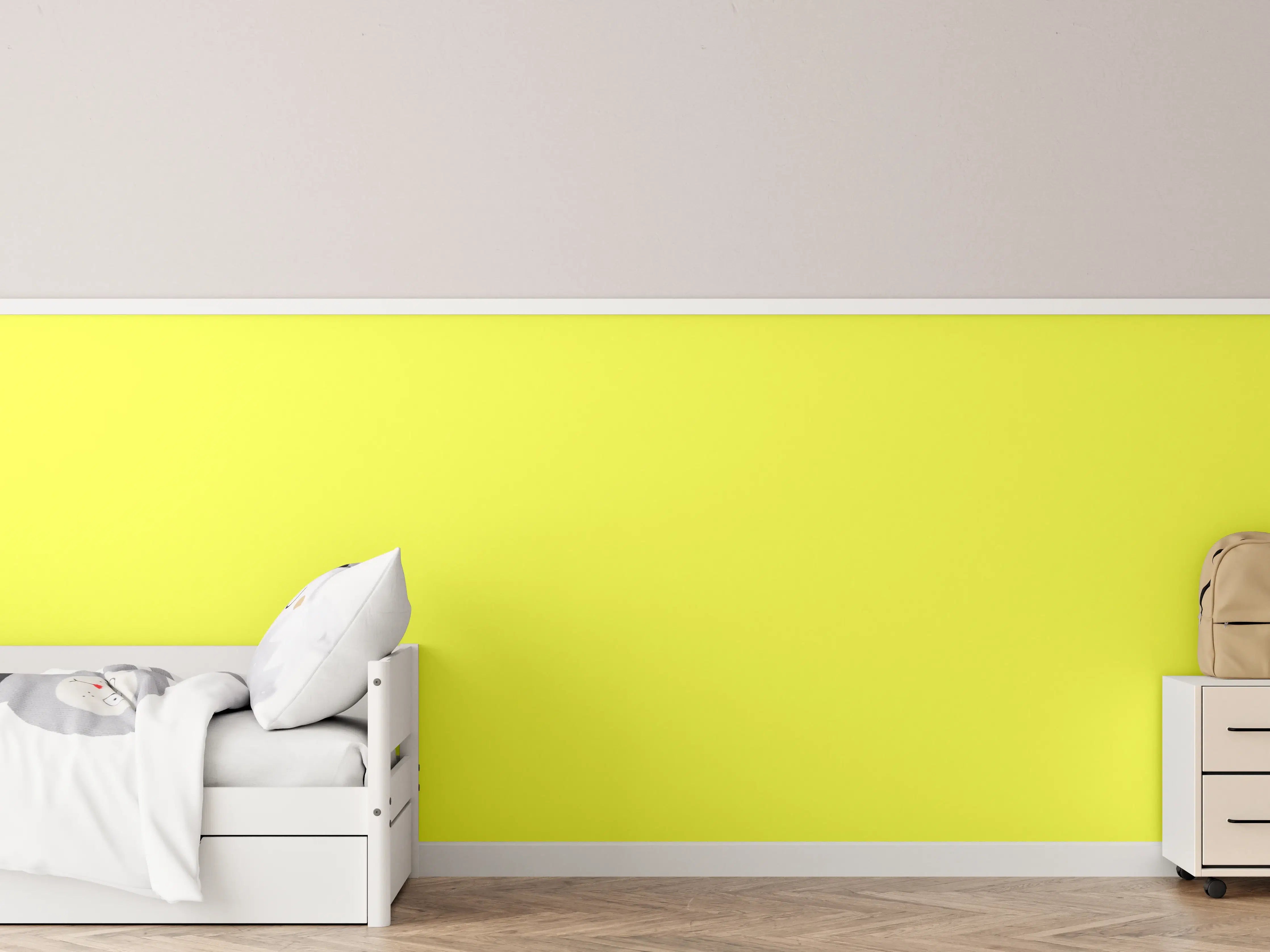 Kinderzimmer Wandgestaltung - RAL 1016 (Schwefelgelb)