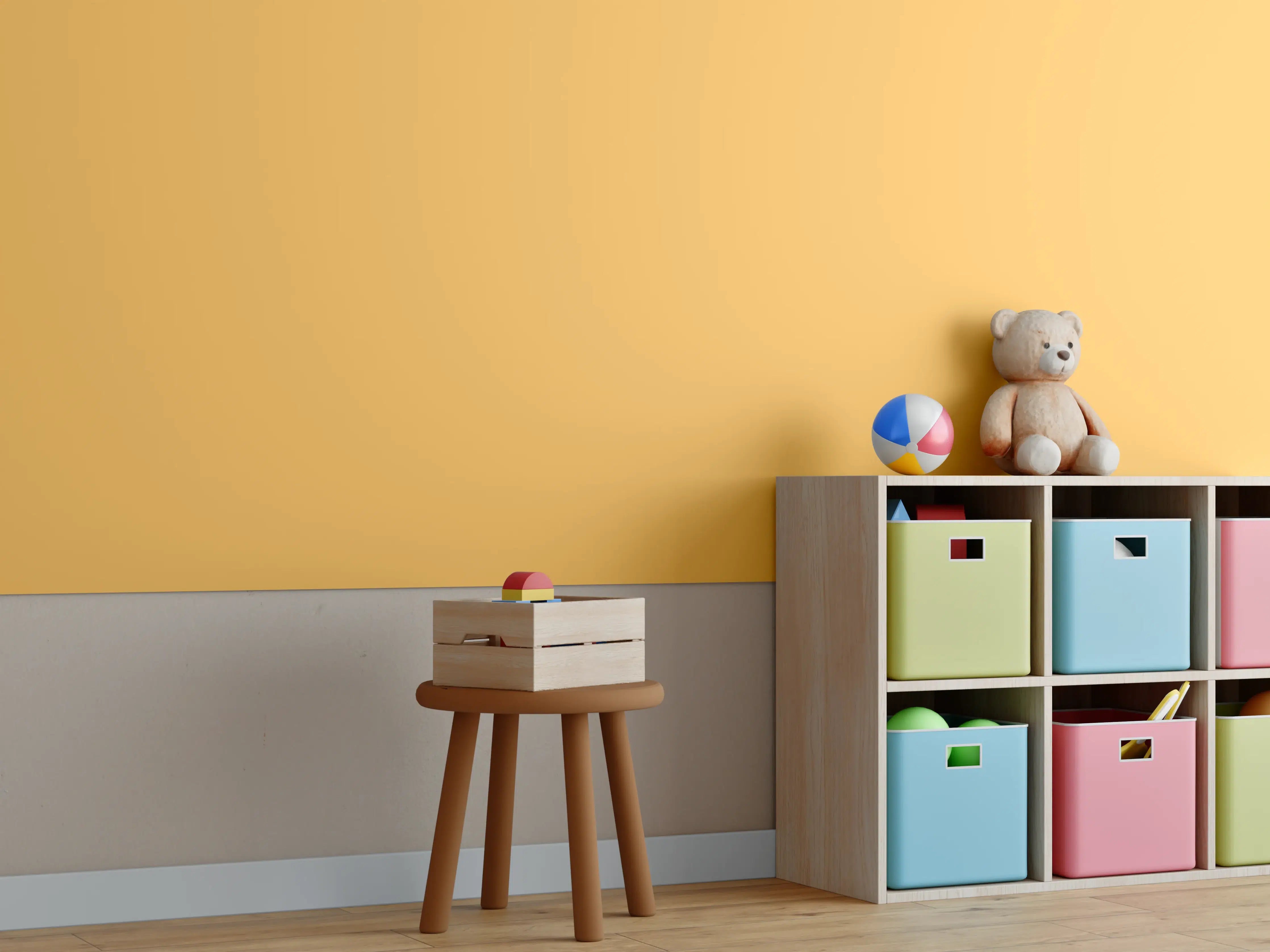 Kinderzimmer Wandgestaltung - RAL 1017 (Safrangelb)