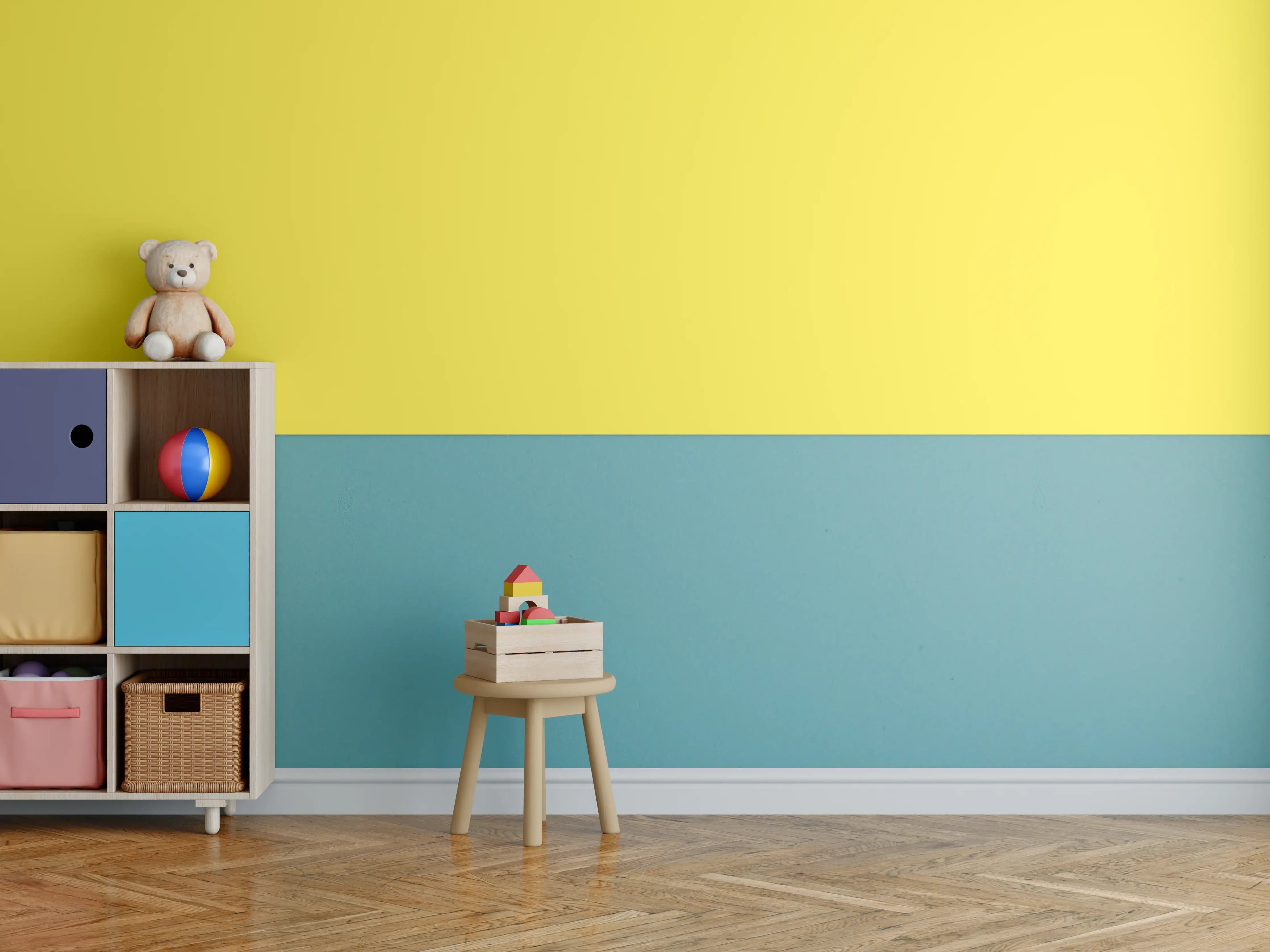 Kinderzimmer Wandgestaltung - RAL 1018 (Zinkgelb)