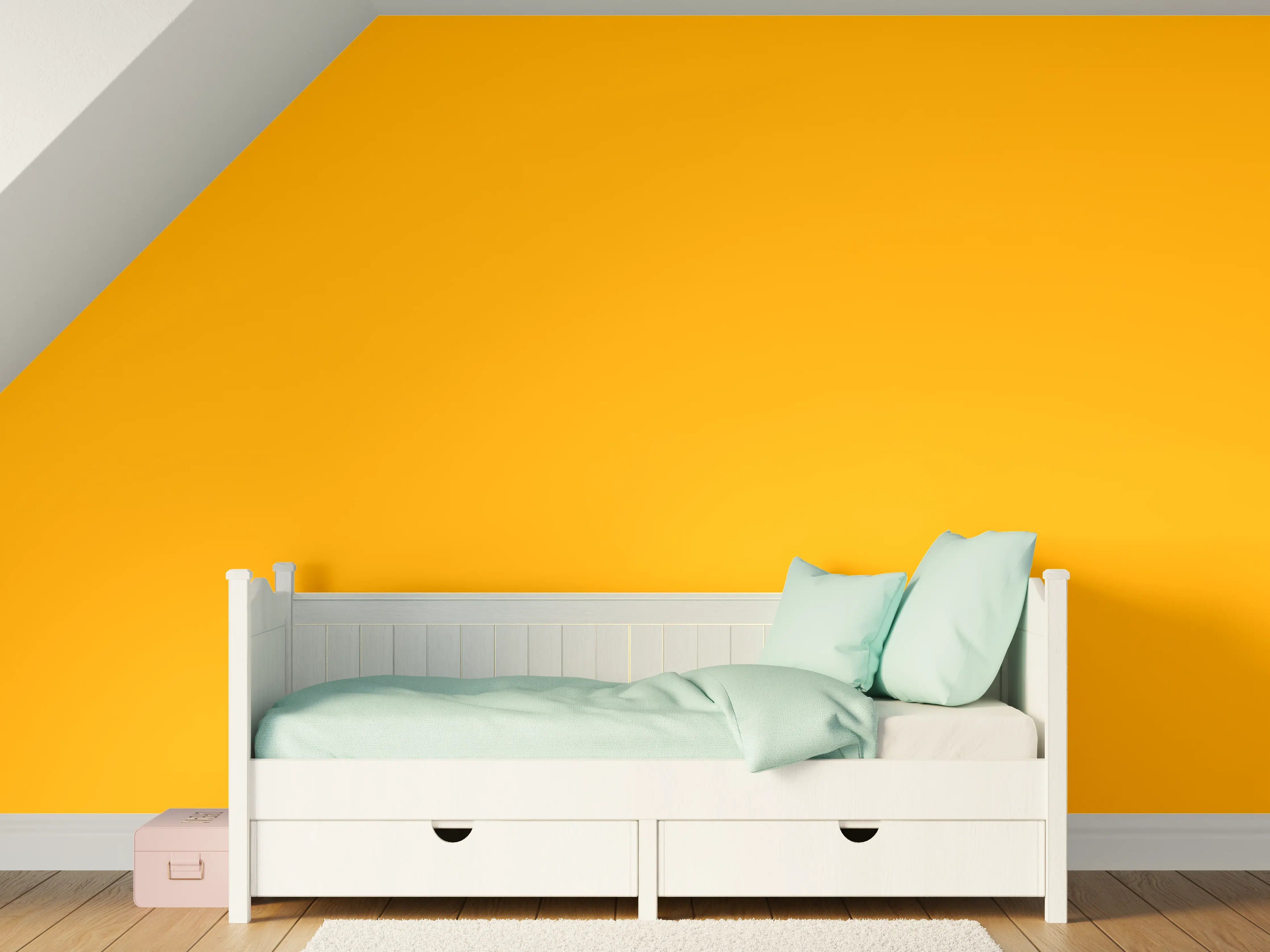 Kinderzimmer Wandgestaltung - RAL 1028 (Melonengelb)