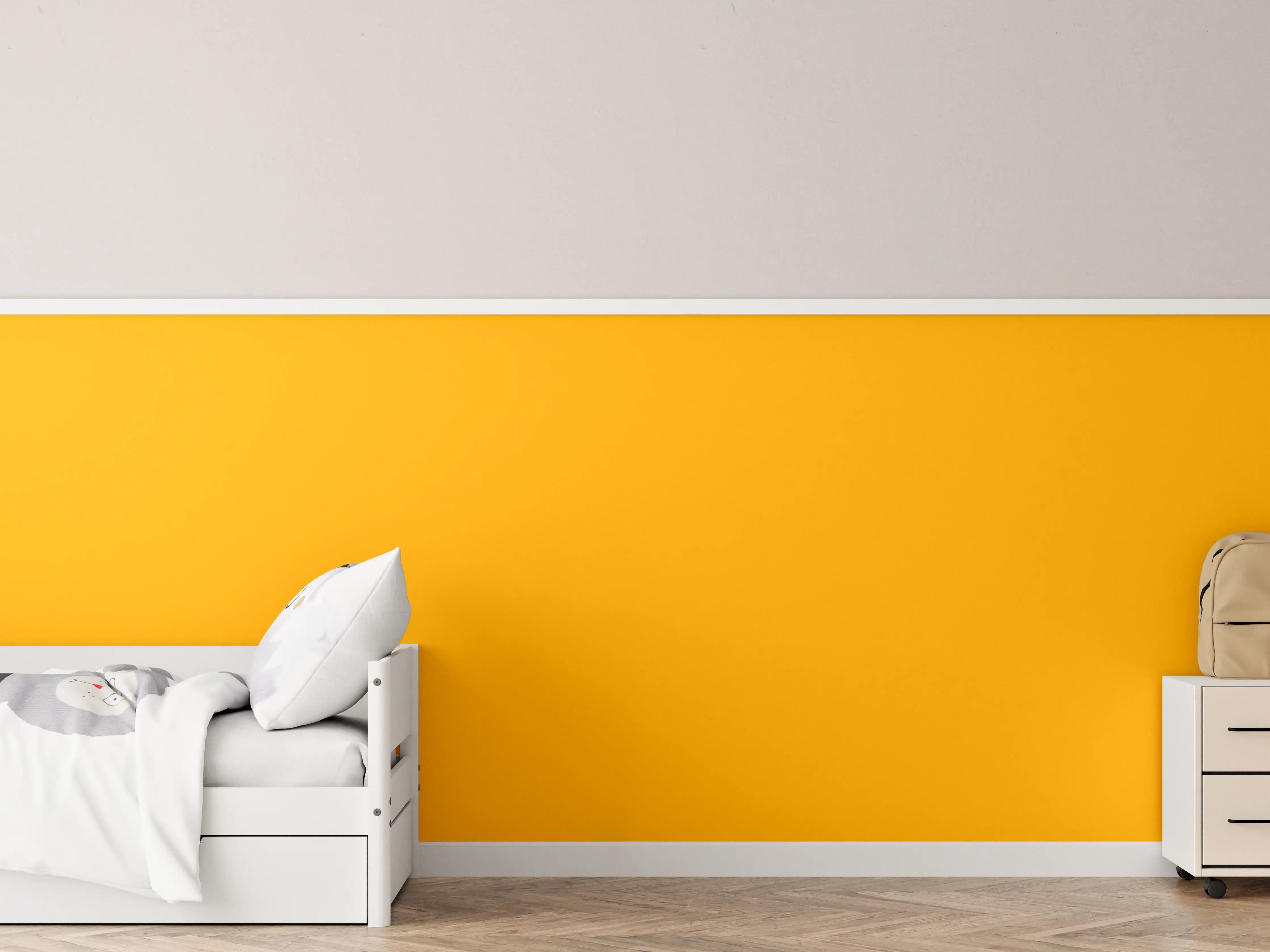 Kinderzimmer Wandgestaltung - RAL 1028 (Melonengelb)