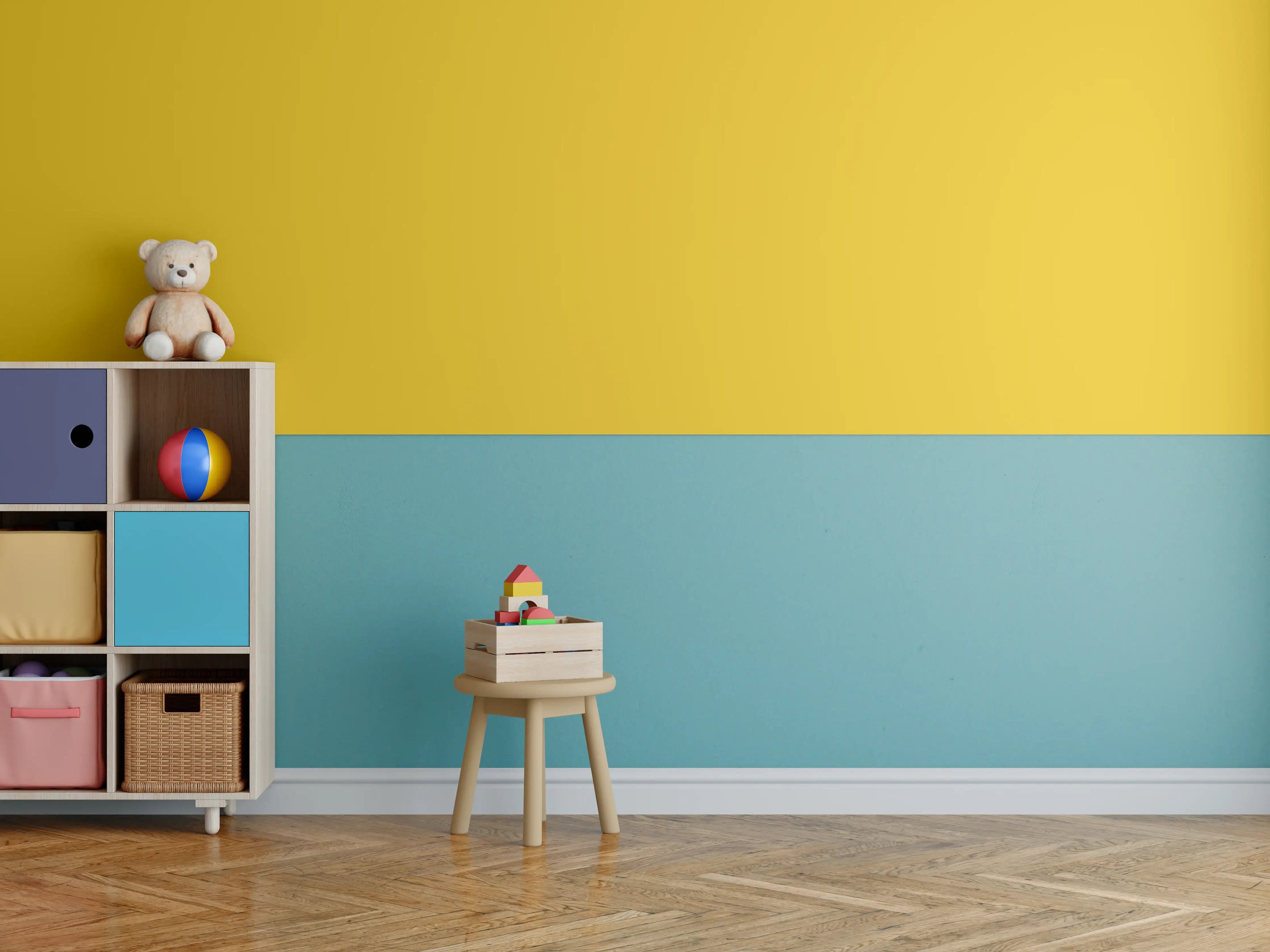 Kinderzimmer Wandgestaltung - RAL 1032 (Besengelb)