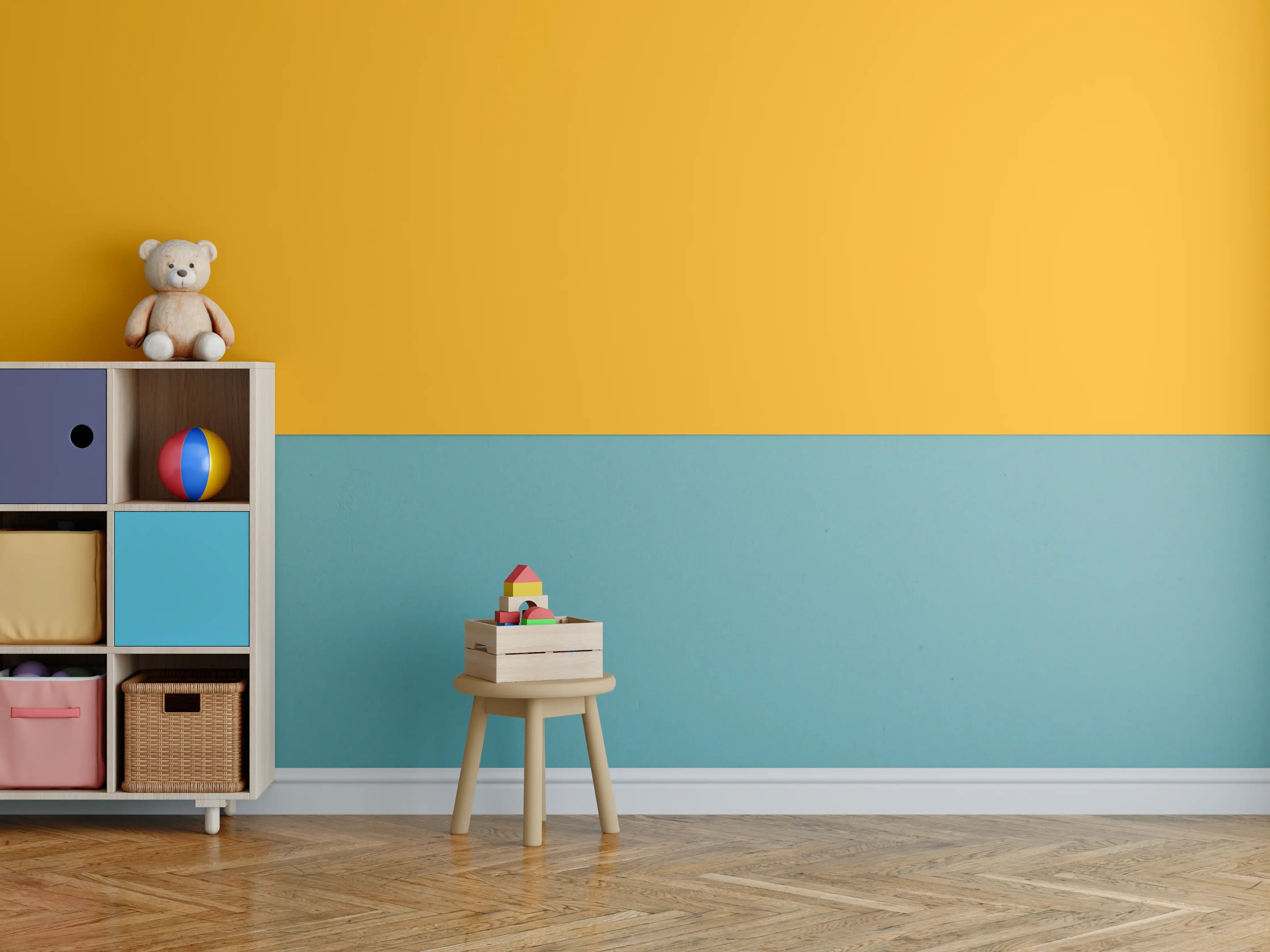 Kinderzimmer Wandgestaltung - RAL 1037 (Sonnengelb)