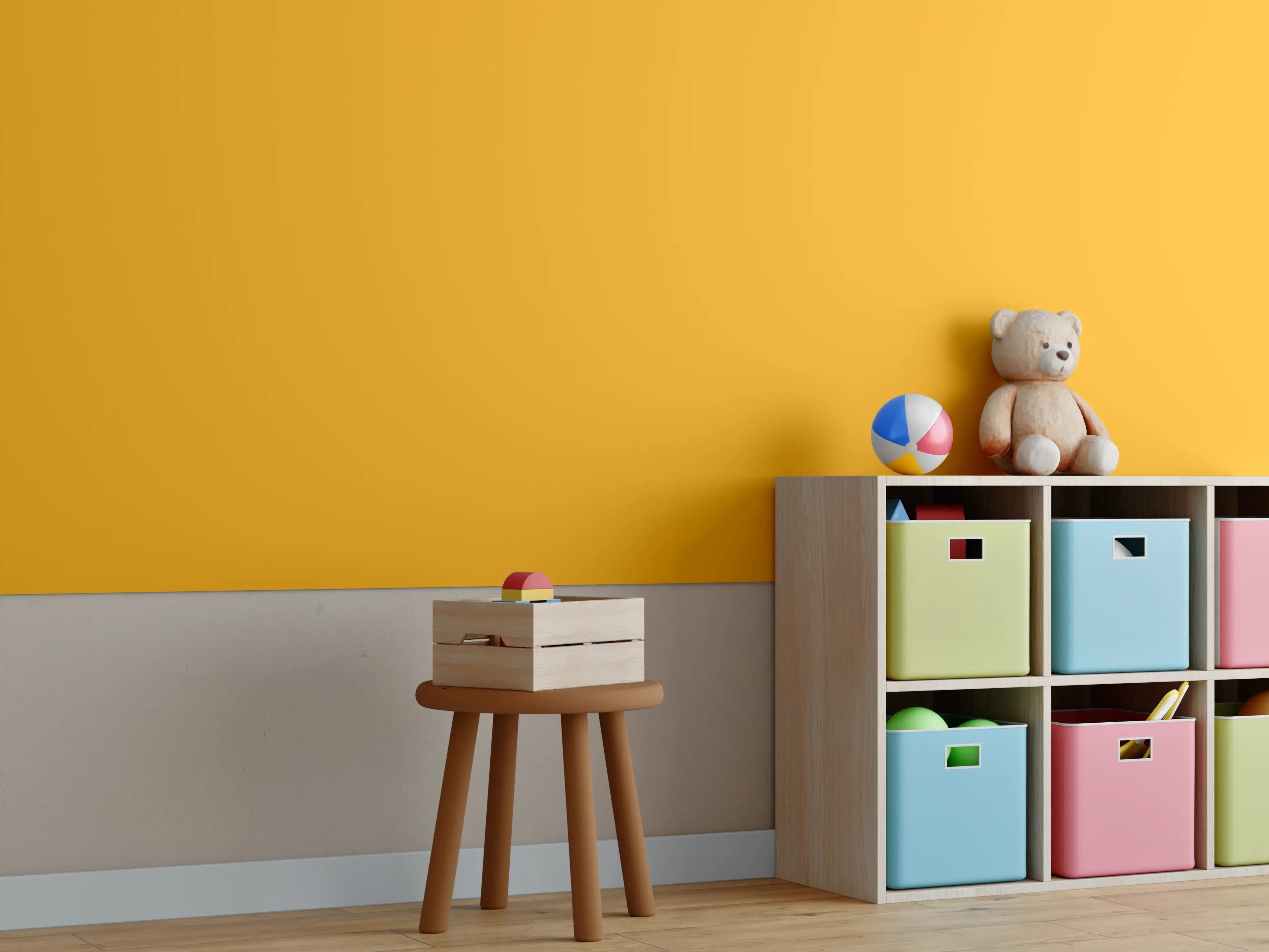 Kinderzimmer Wandgestaltung - RAL 1037 (Sonnengelb)