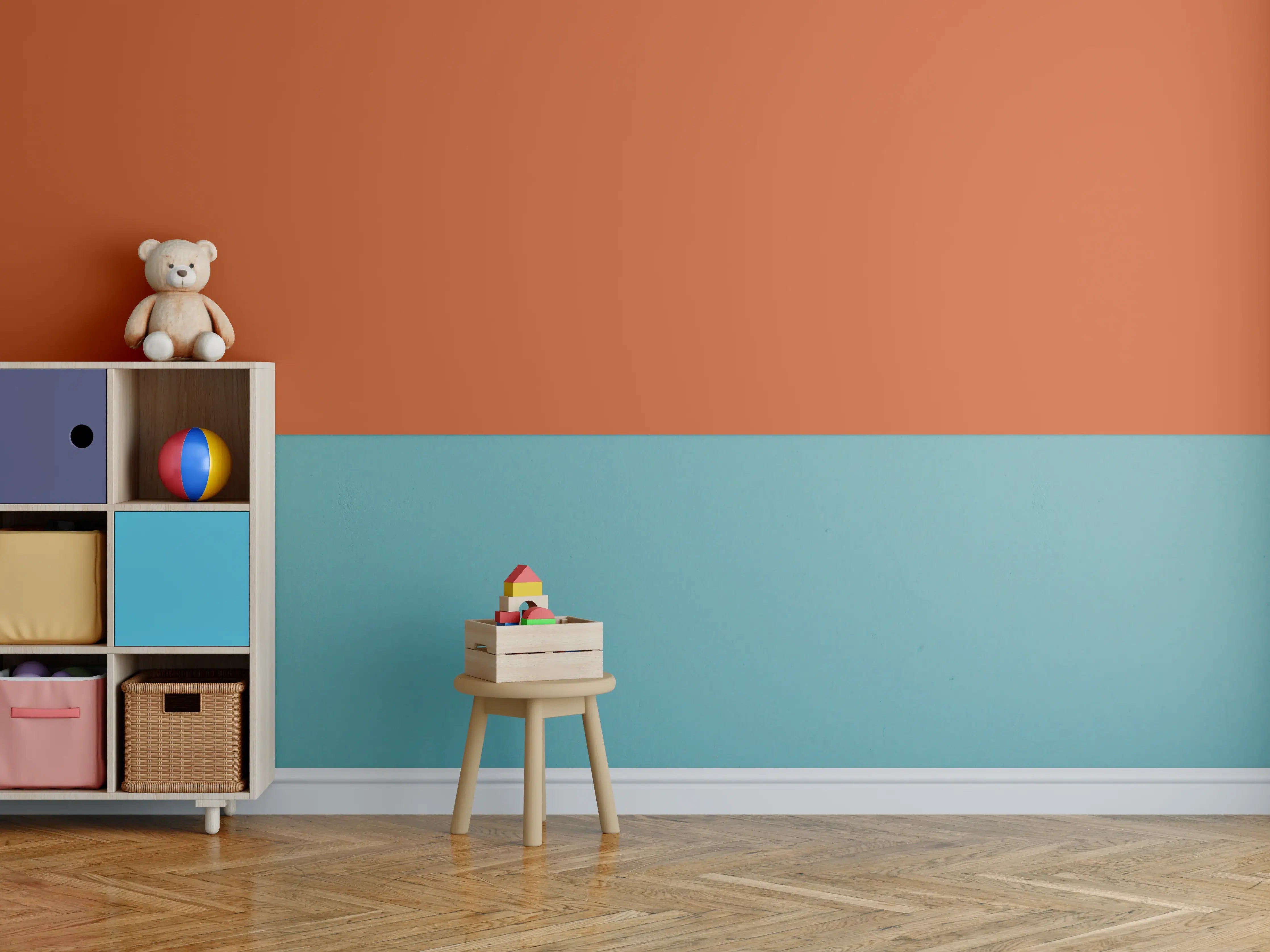 Kinderzimmer Wandgestaltung - RAL 2001 (Rot-Orange)