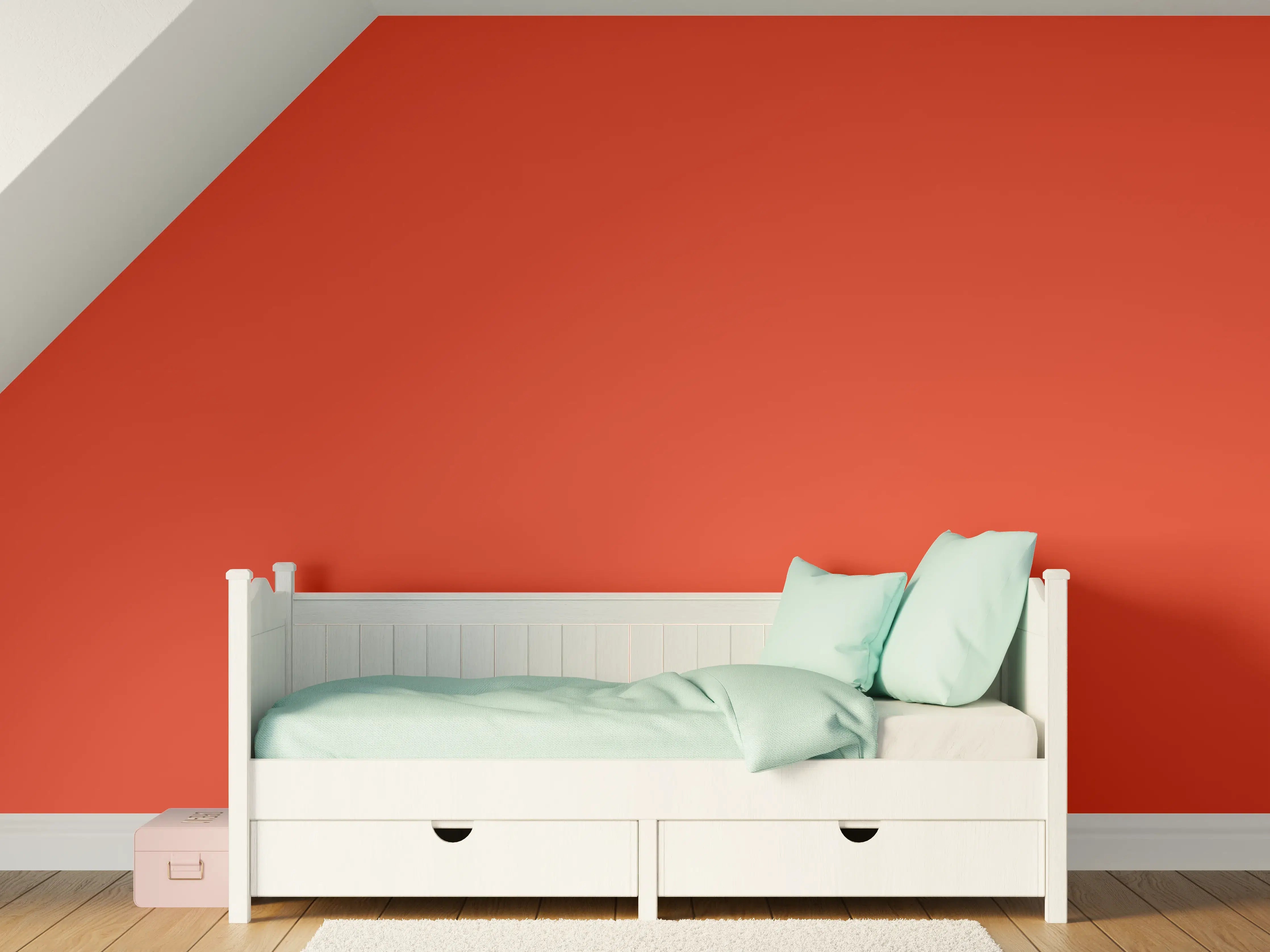 Kinderzimmer Wandgestaltung - RAL 2002 (Zinnoberrot)