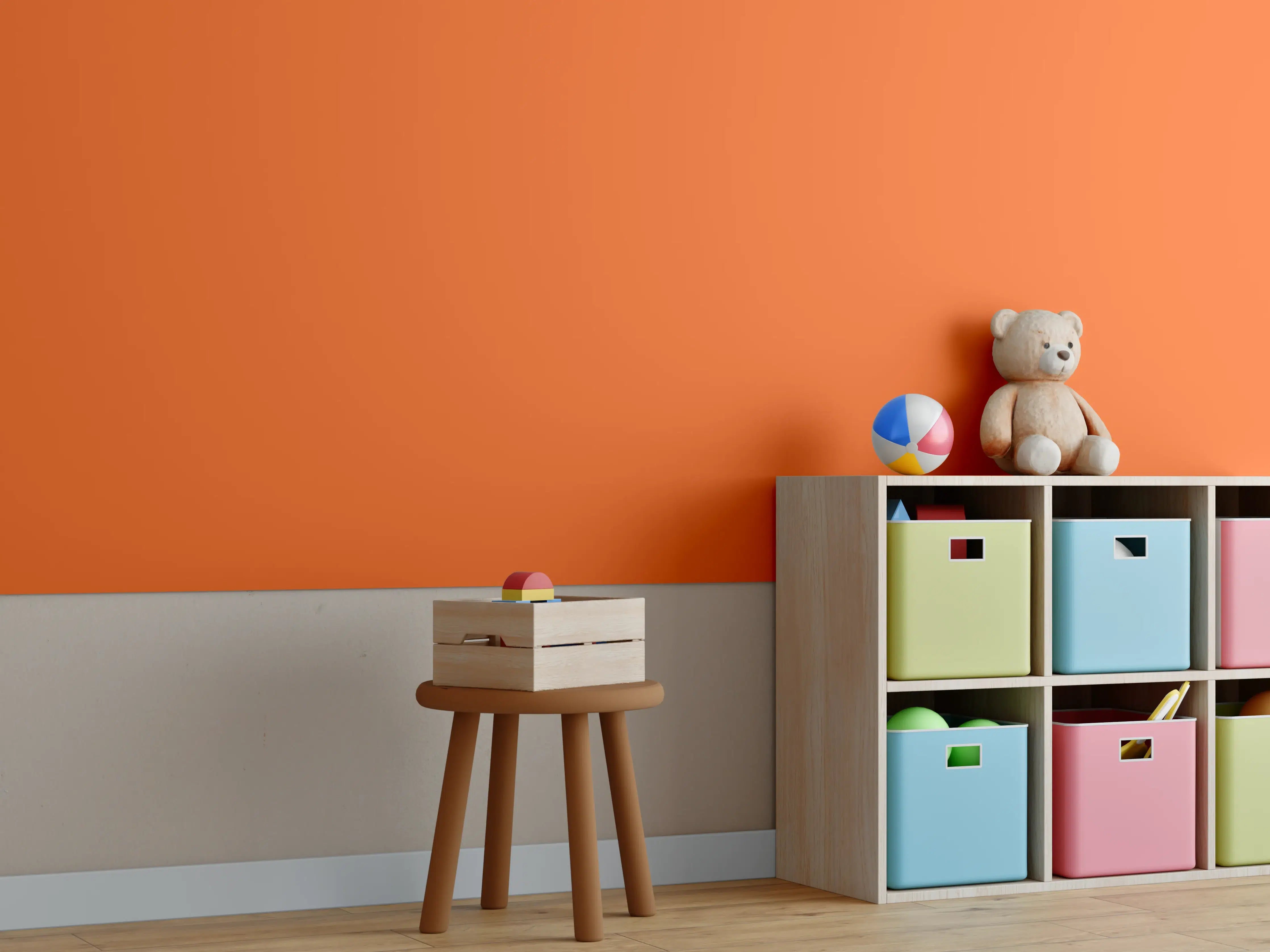 Kinderzimmer Wandgestaltung - RAL 2004 (Reines Orange)