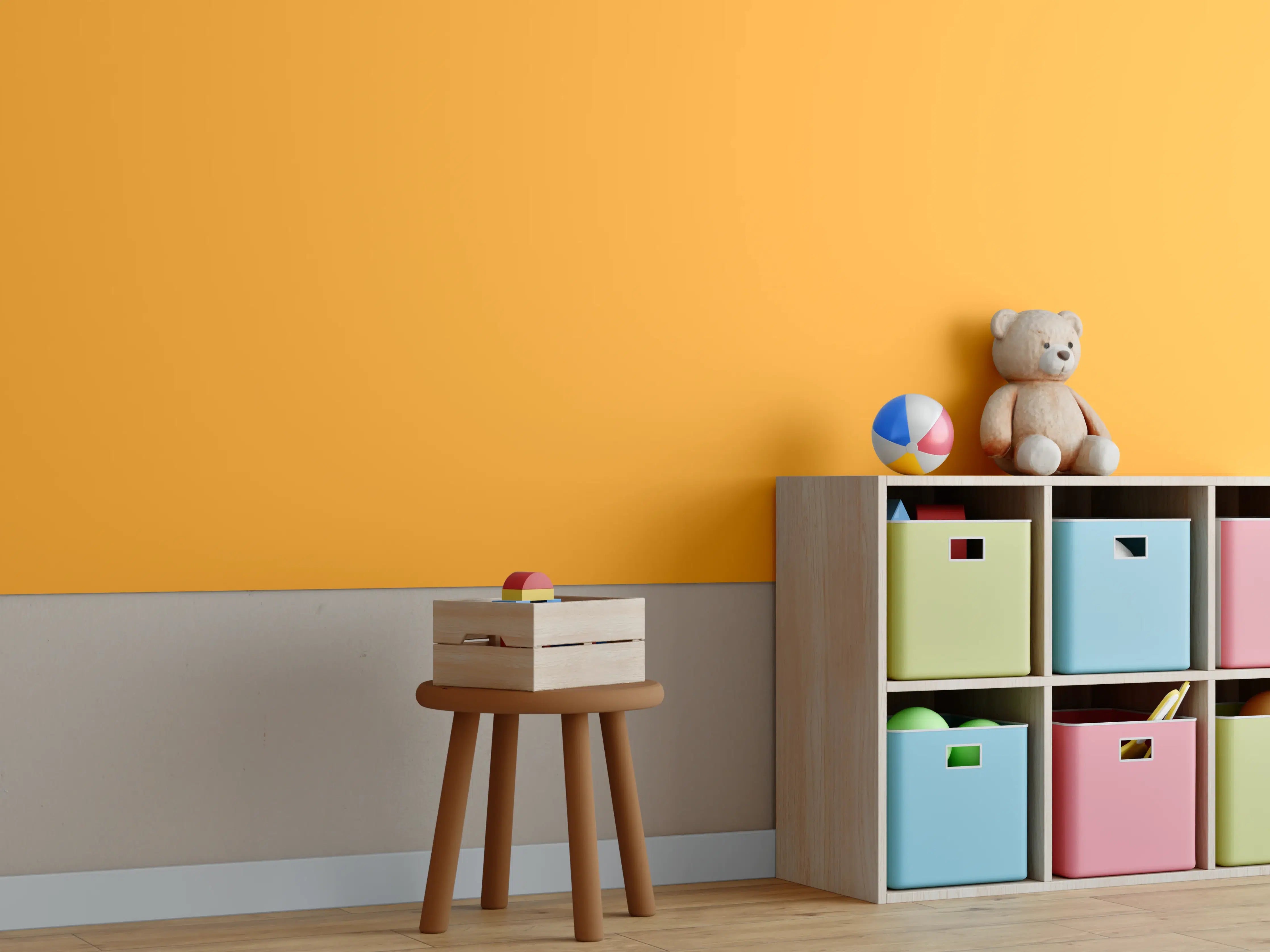 Kinderzimmer Wandgestaltung - RAL 2007 (Leuchtendes Hellorange)