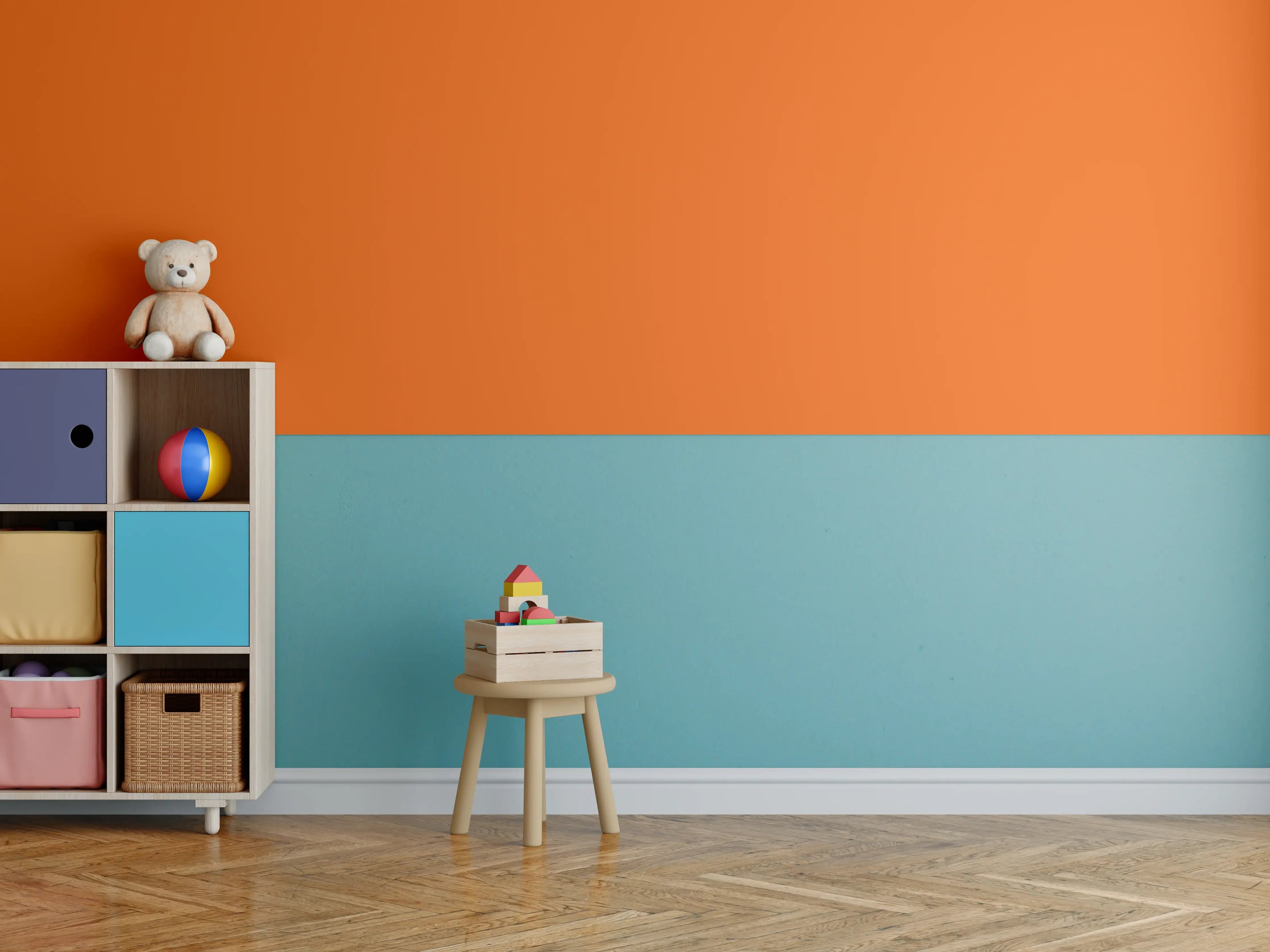 Kinderzimmer Wandgestaltung - RAL 2009 (Verkehrsorange)