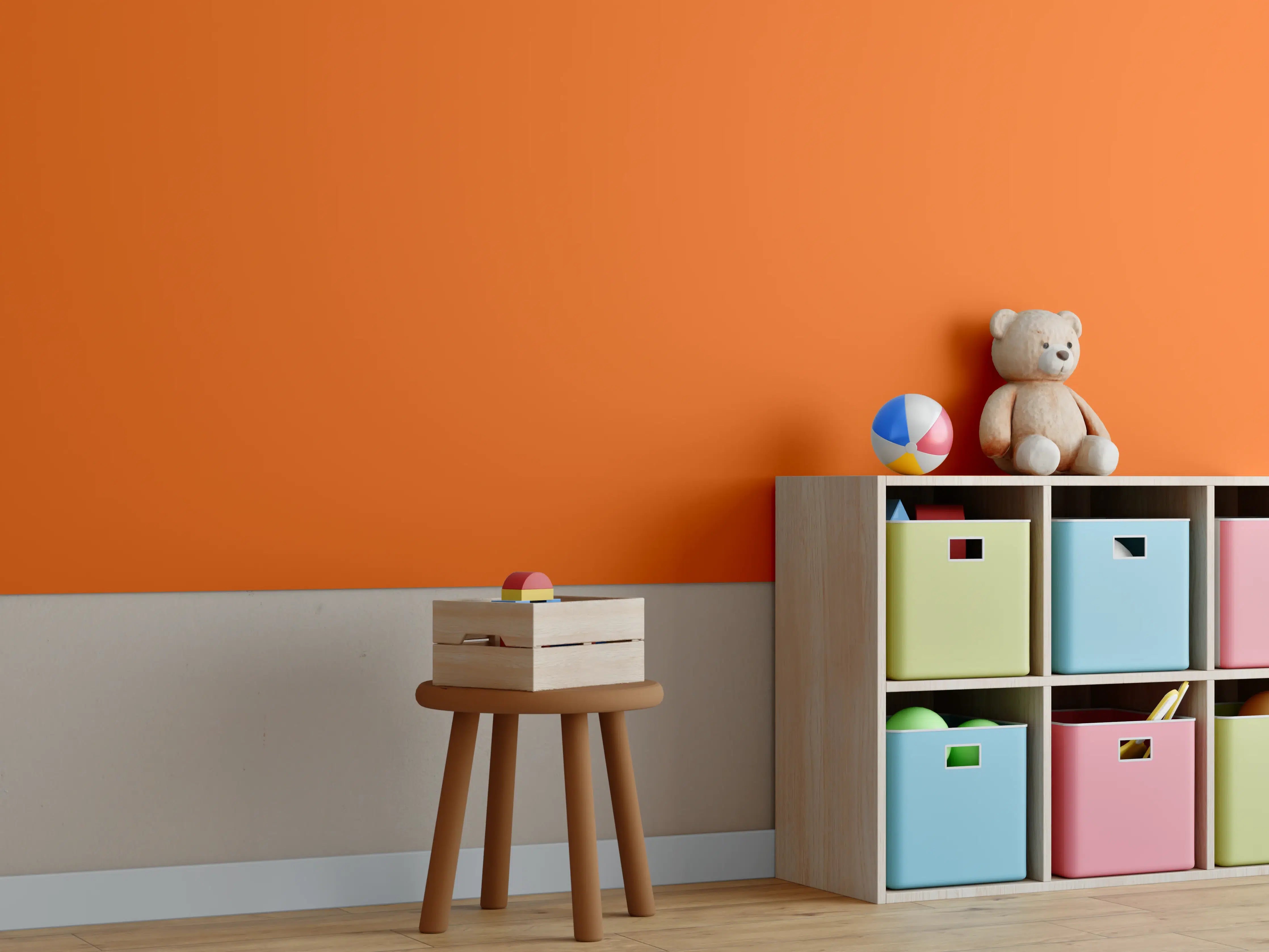 Kinderzimmer Wandgestaltung - RAL 2009 (Verkehrsorange)