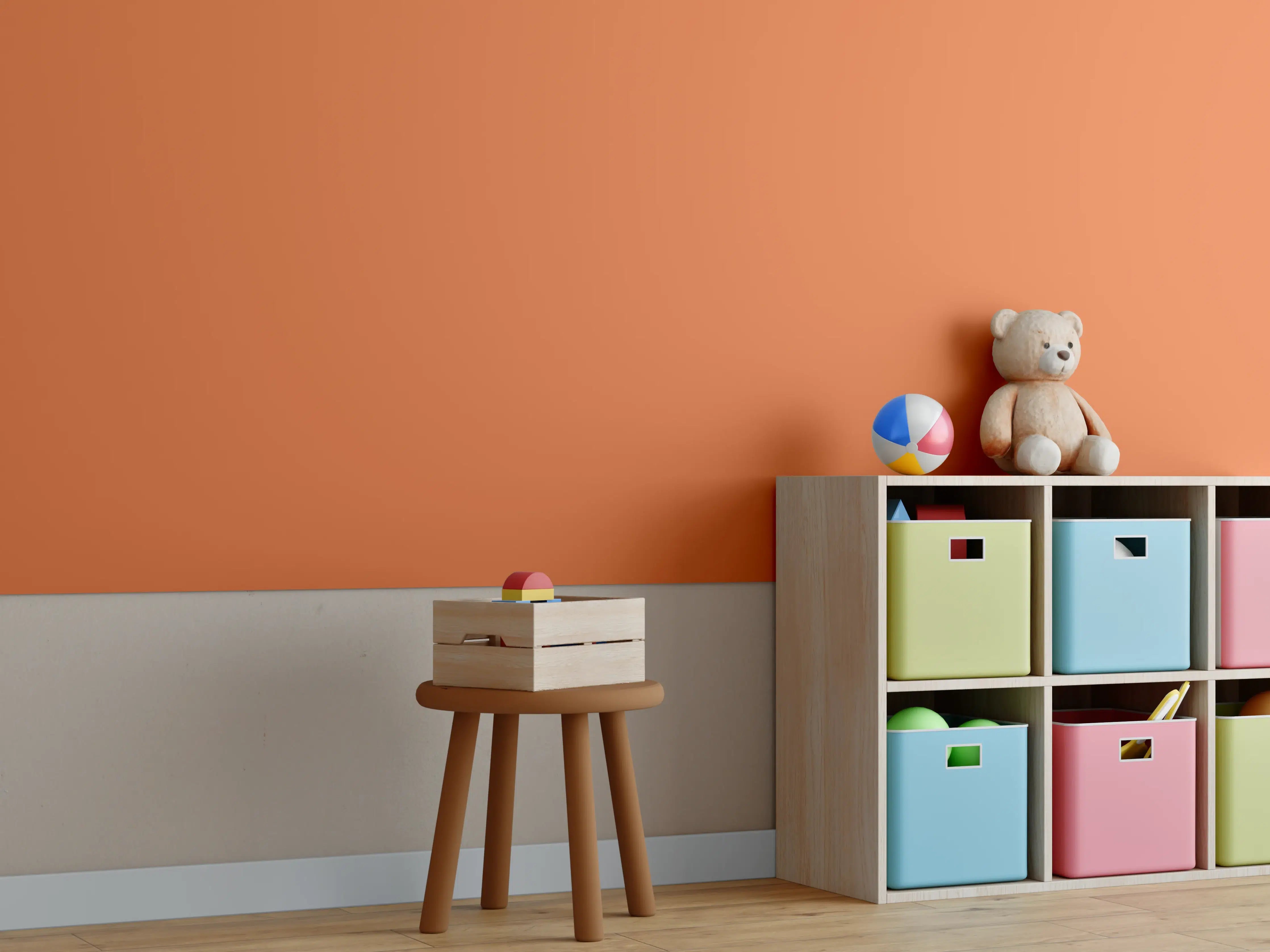 Kinderzimmer Wandgestaltung - RAL 2010 (Signalorange)