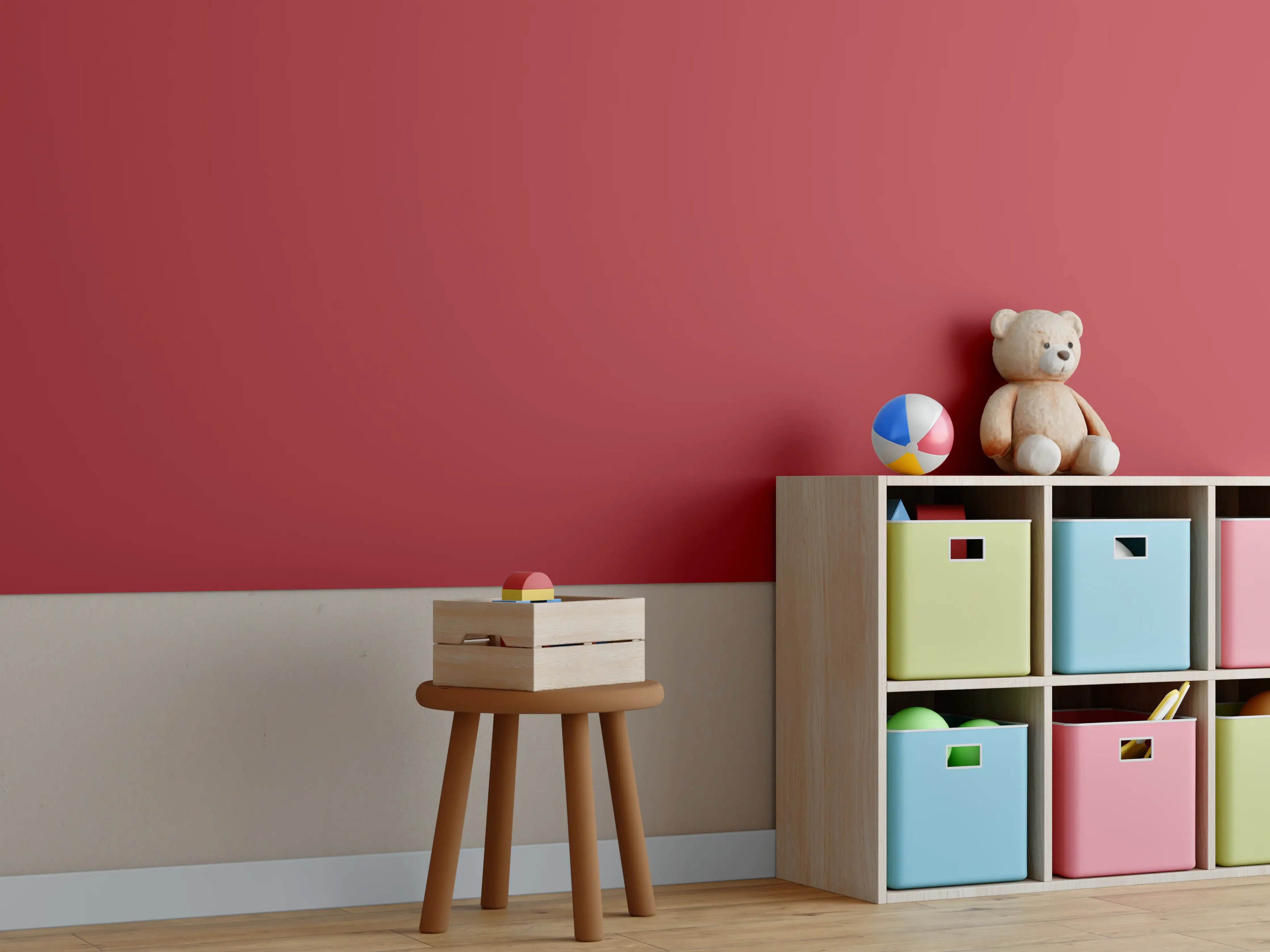 Kinderzimmer Wandgestaltung - RAL 3001 (Signalrot)