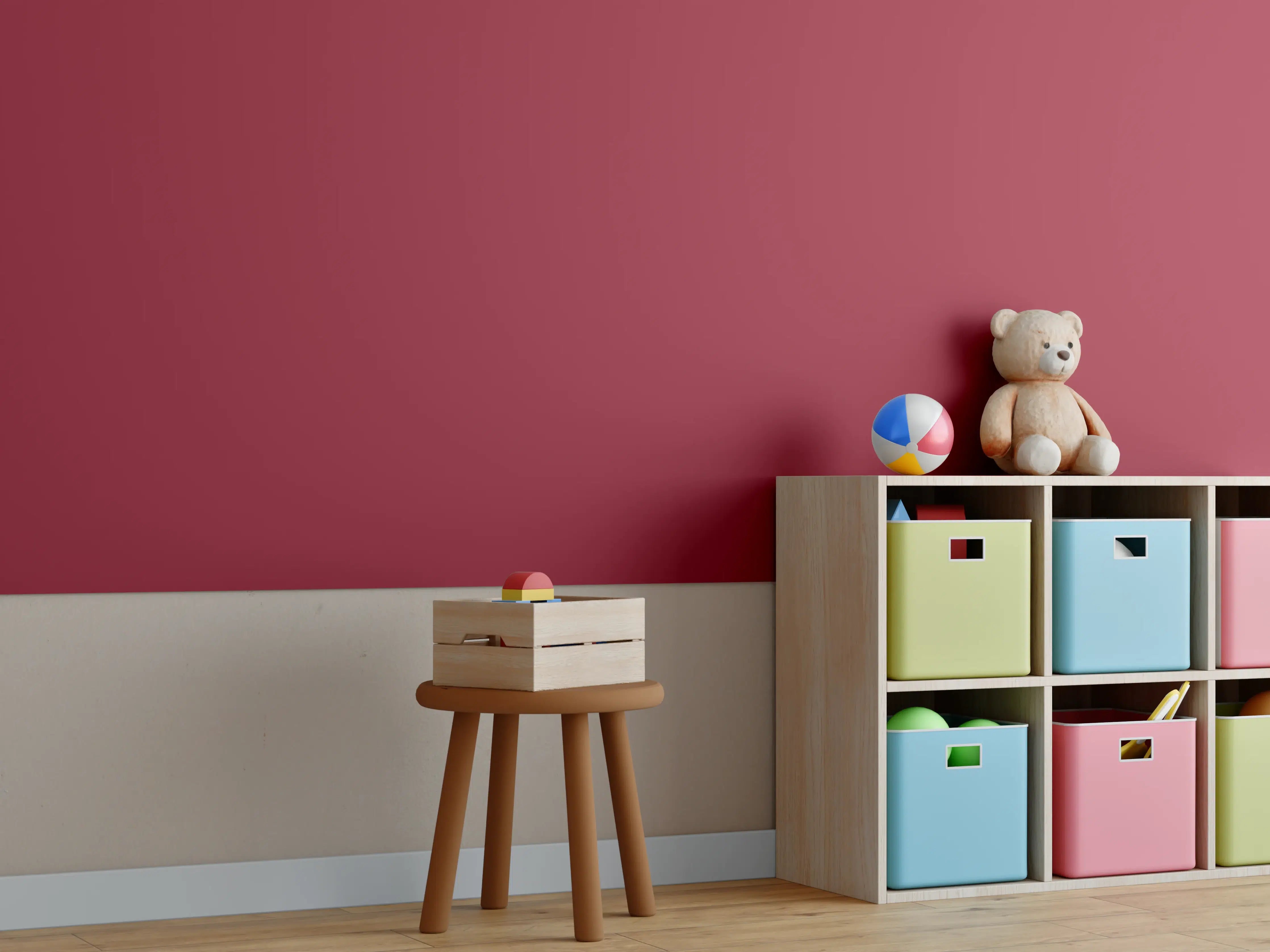 Kinderzimmer Wandgestaltung - RAL 3003 (Rubinrot)