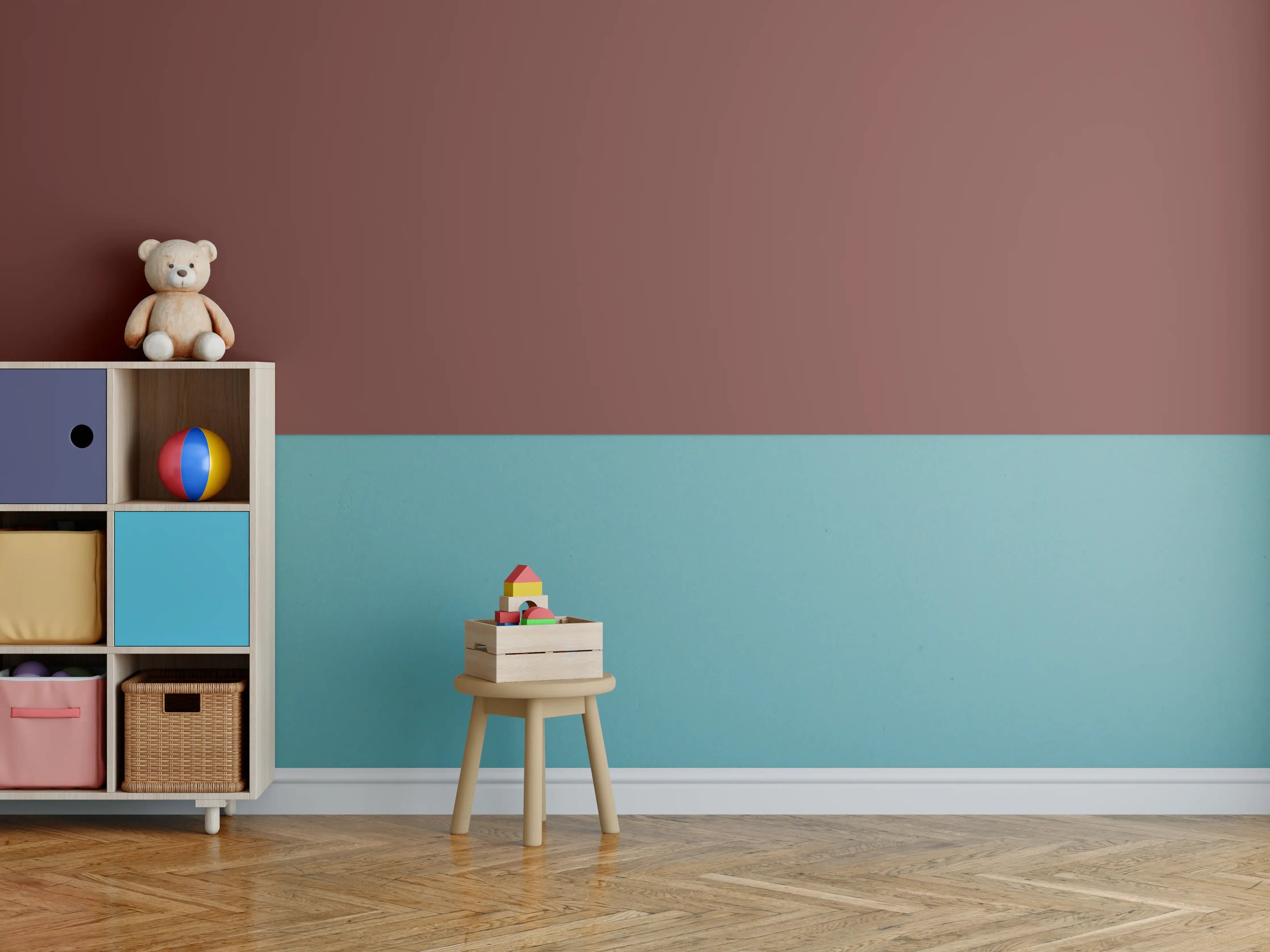 Kinderzimmer Wandgestaltung - RAL 3009 (Oxidrot)