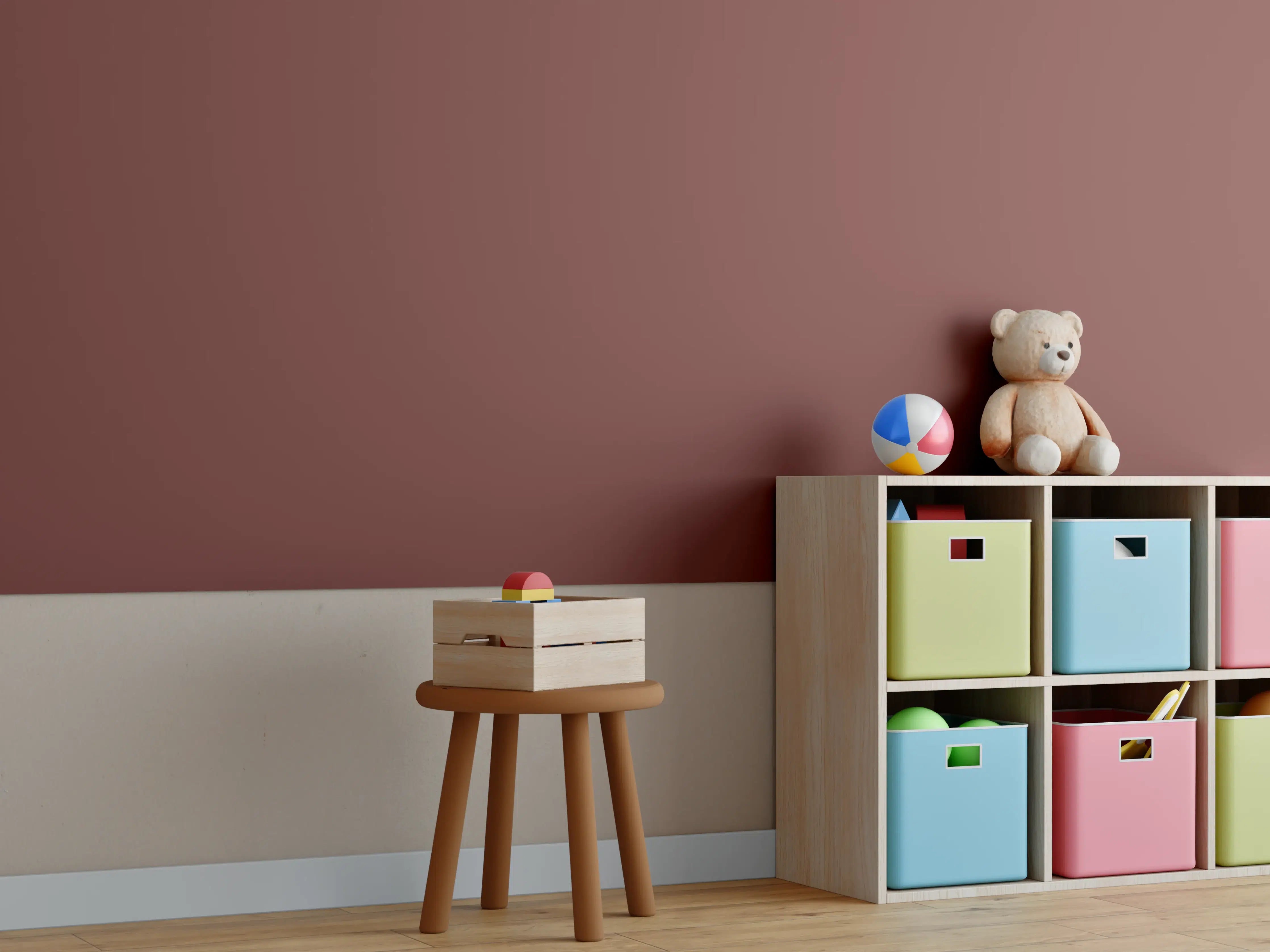 Kinderzimmer Wandgestaltung - RAL 3009 (Oxidrot)