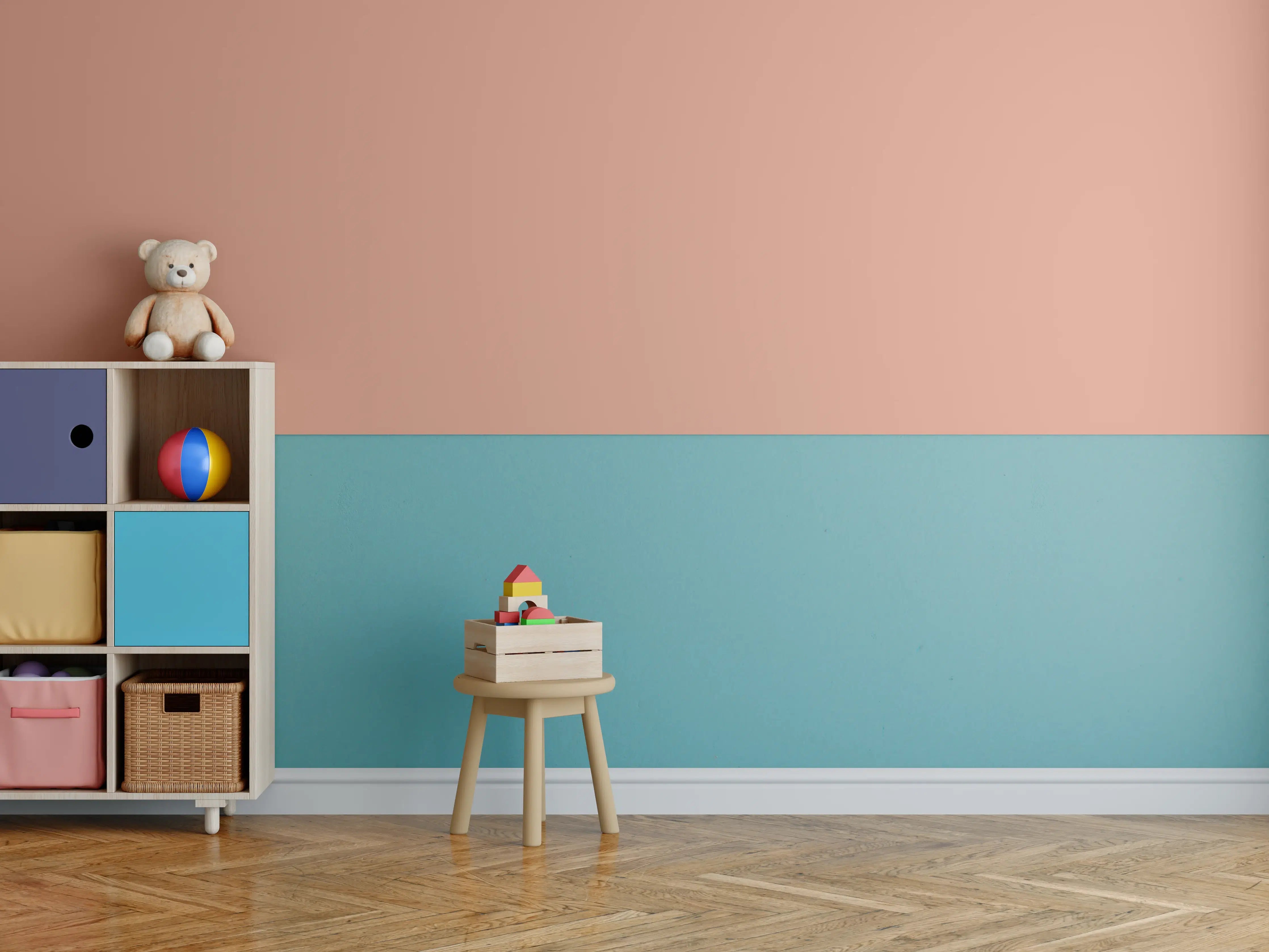 Kinderzimmer Wandgestaltung - RAL 3012 (Beige-Rot)