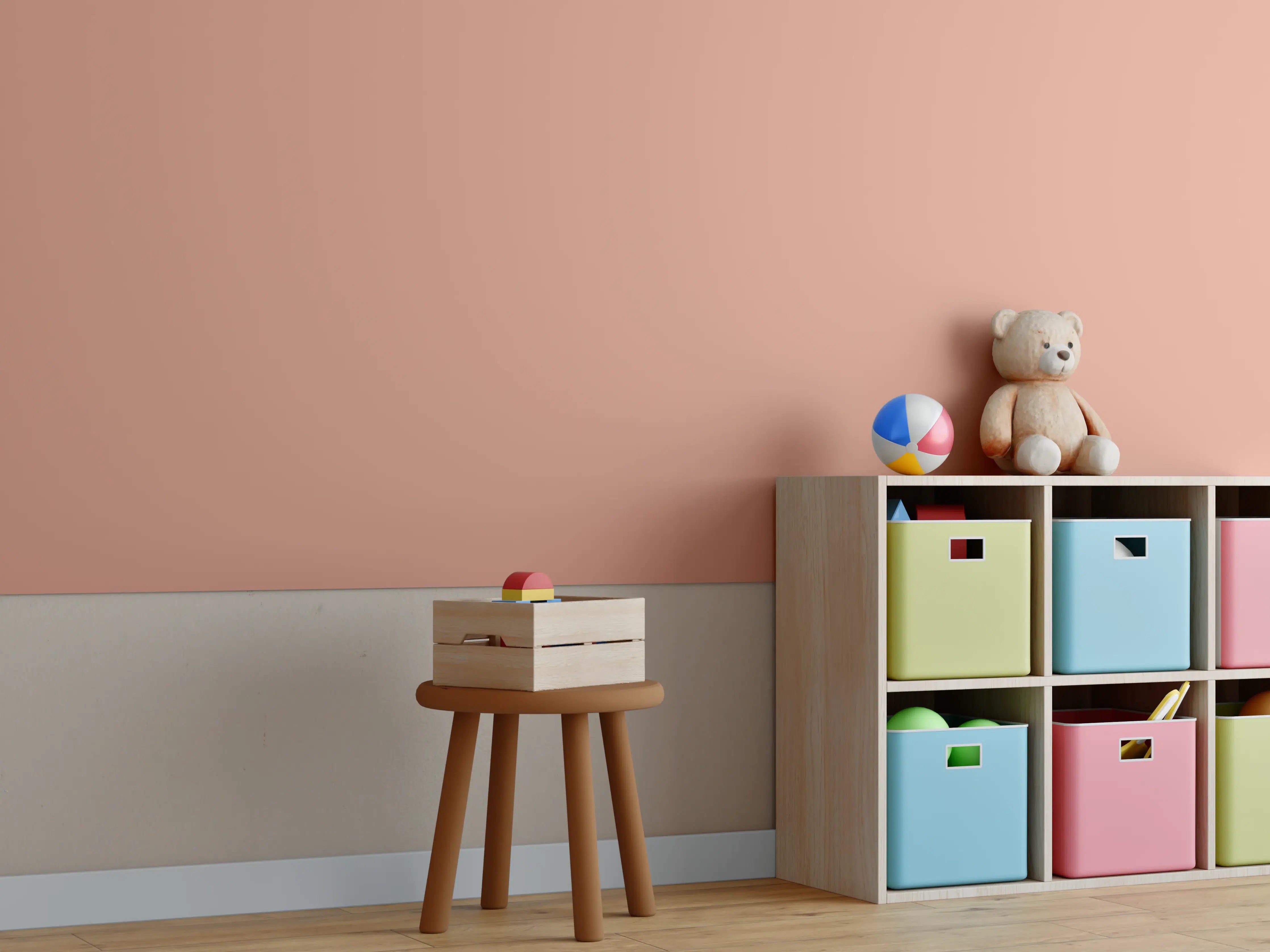 Kinderzimmer Wandgestaltung - RAL 3012 (Beige-Rot)