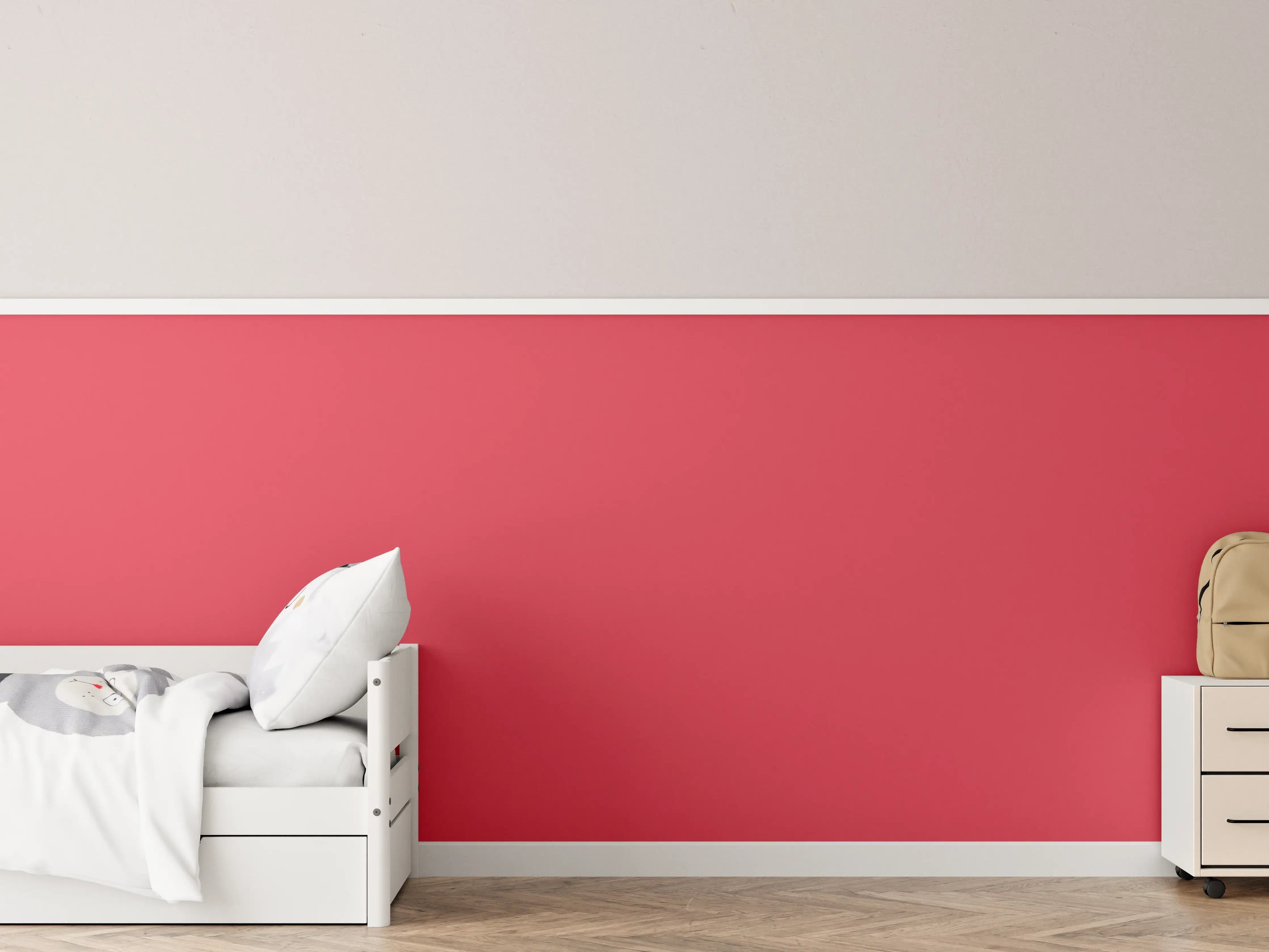 Kinderzimmer Wandgestaltung - RAL 3018 (erdbeerrot)