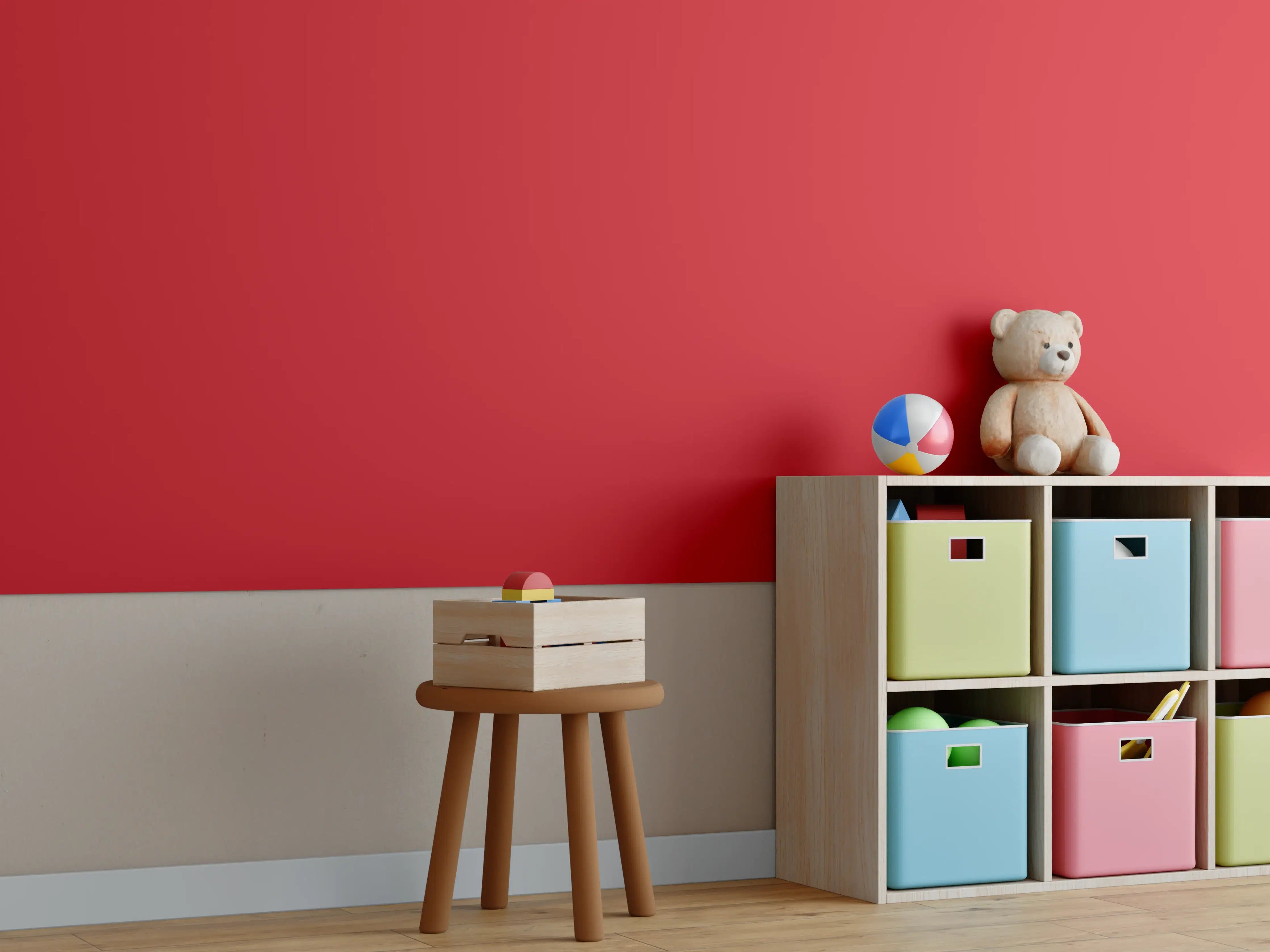 Kinderzimmer Wandgestaltung - RAL 3020 (Verkehrsrot)