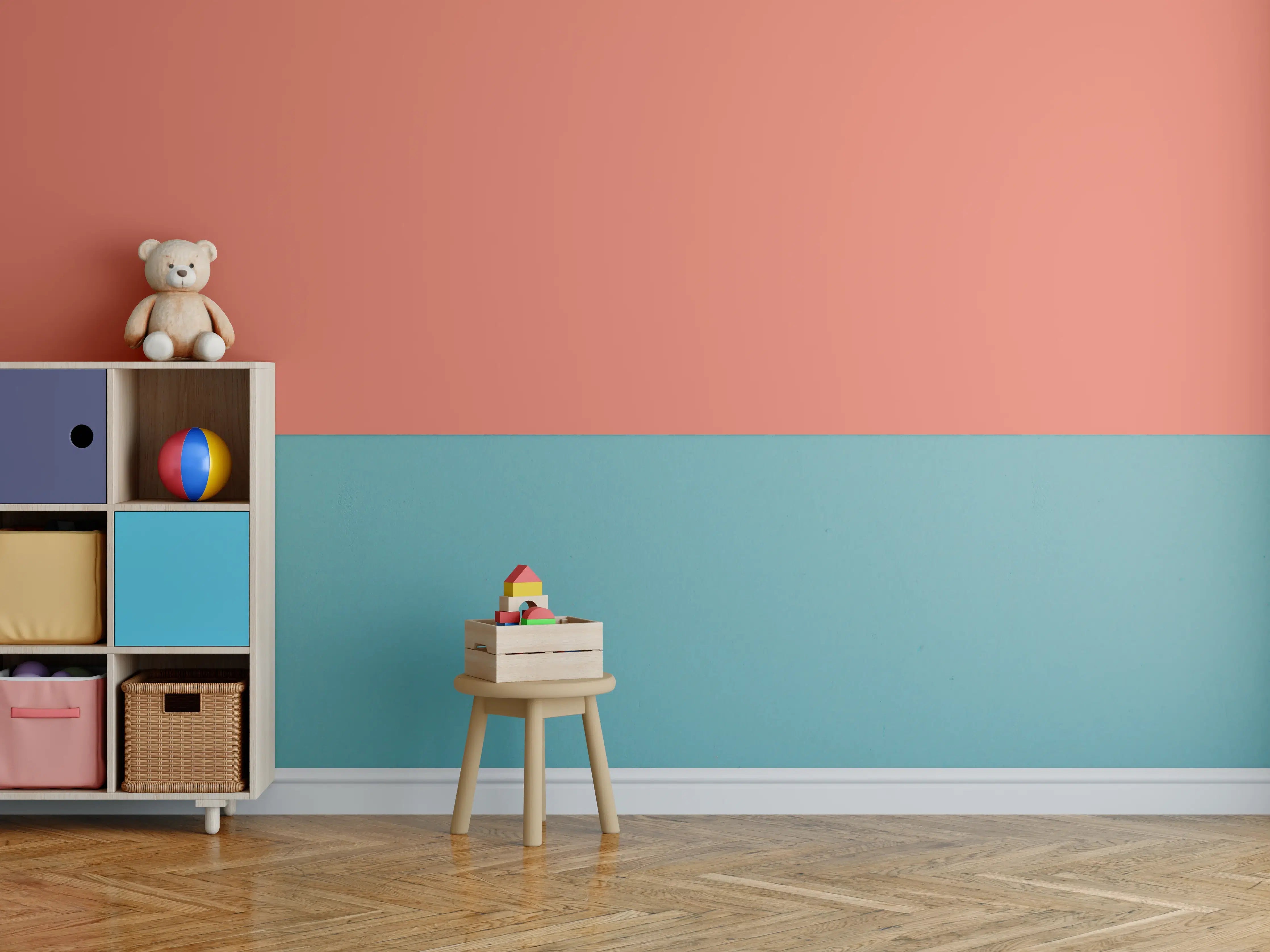 Kinderzimmer Wandgestaltung - RAL 3022 (Lachsrosa)