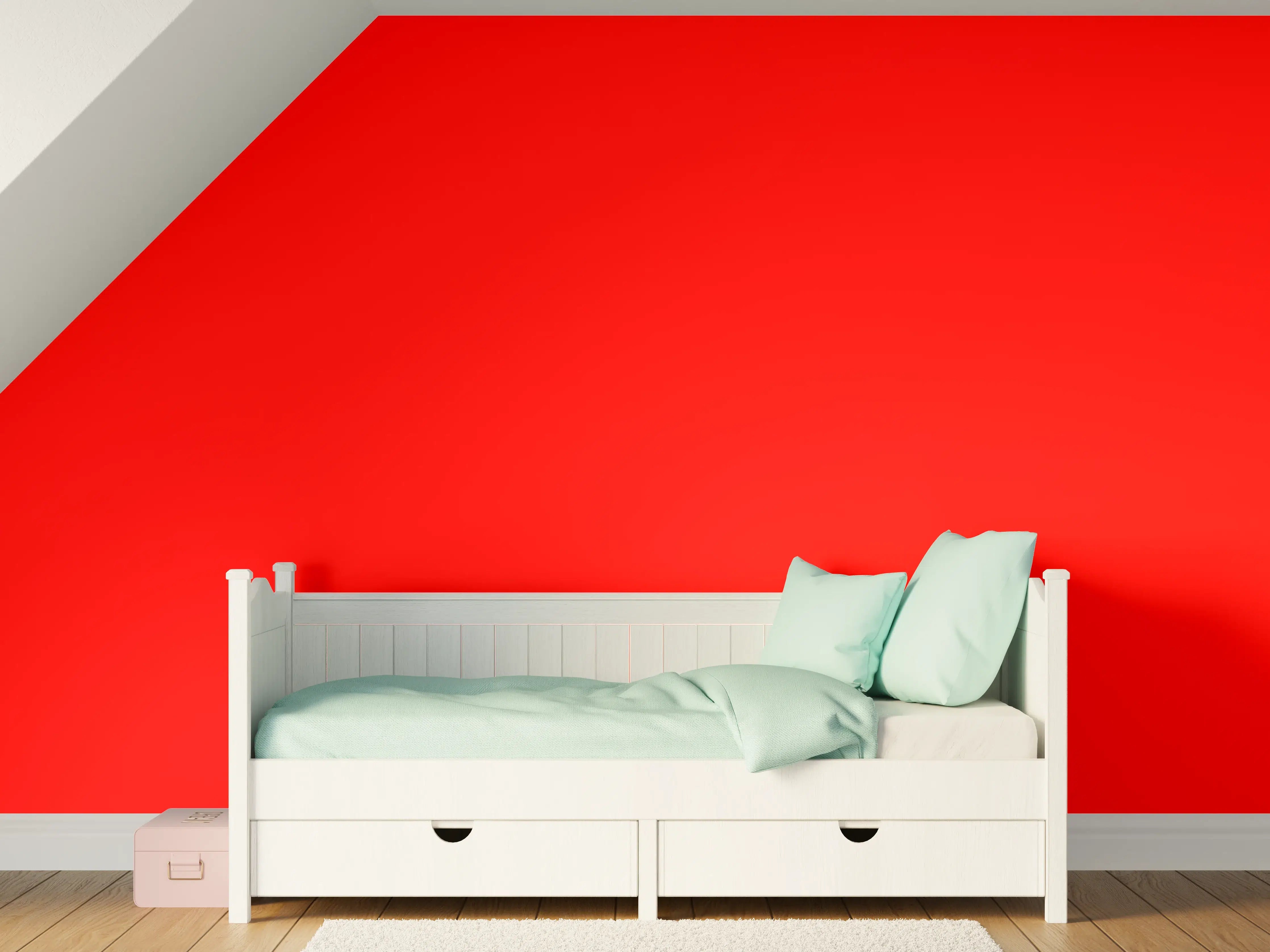 Kinderzimmer Wandgestaltung - RAL 3026 (leuchtendes Hellrot)