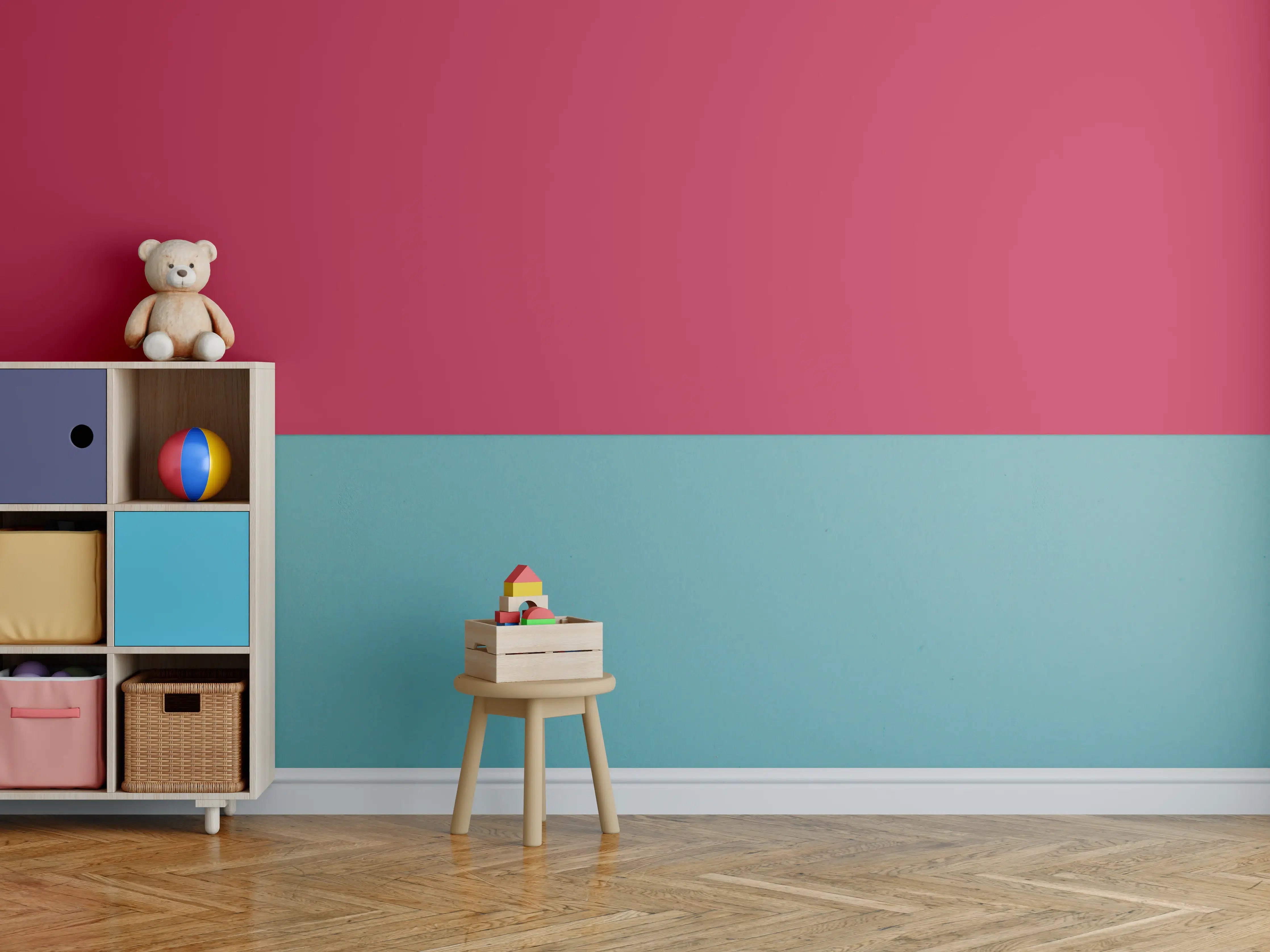 Kinderzimmer Wandgestaltung - RAL 3027 (Himbeerrot)