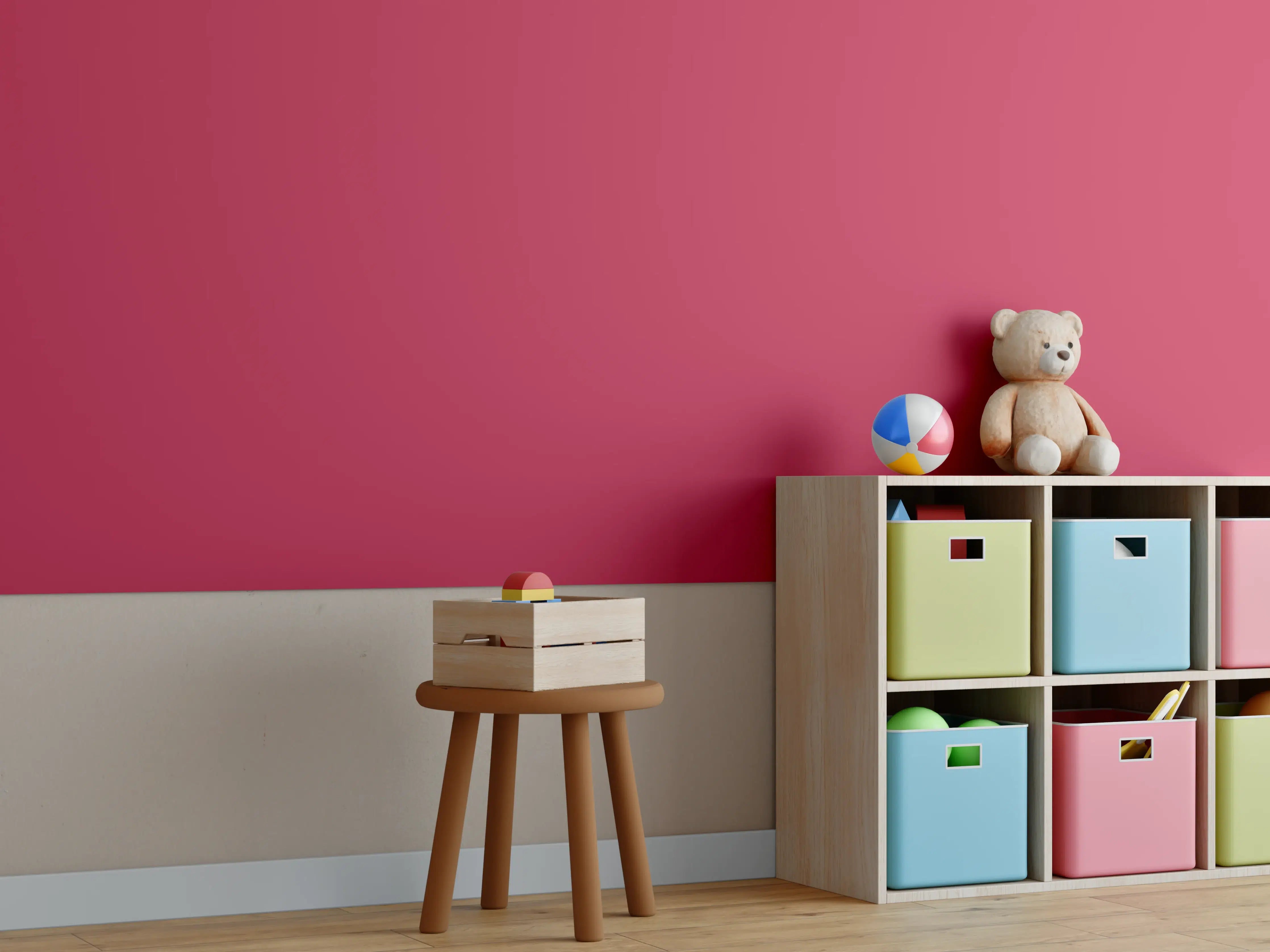 Kinderzimmer Wandgestaltung - RAL 3027 (Himbeerrot)