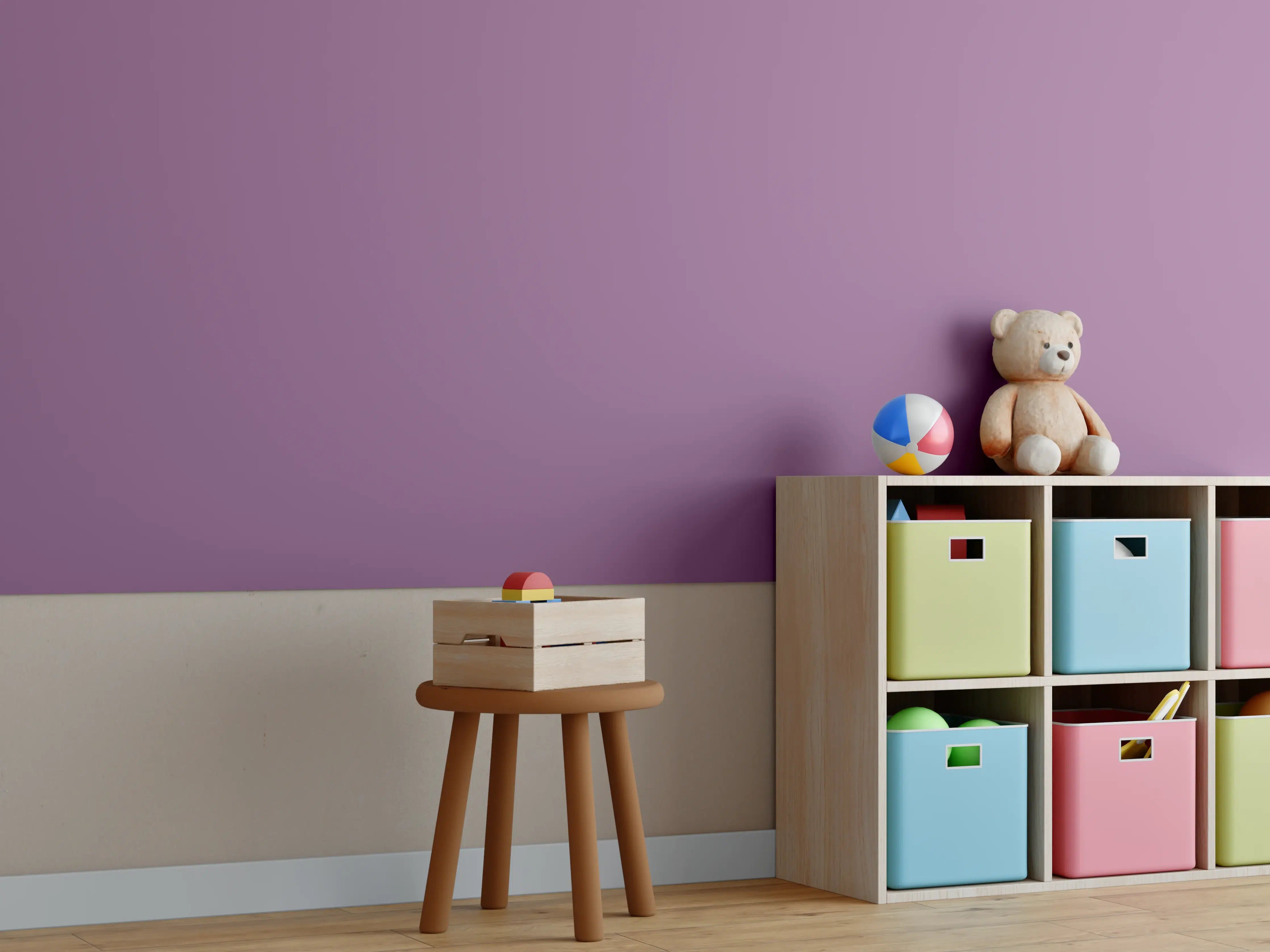 Kinderzimmer Wandgestaltung - RAL 4001 (Rotflieder)