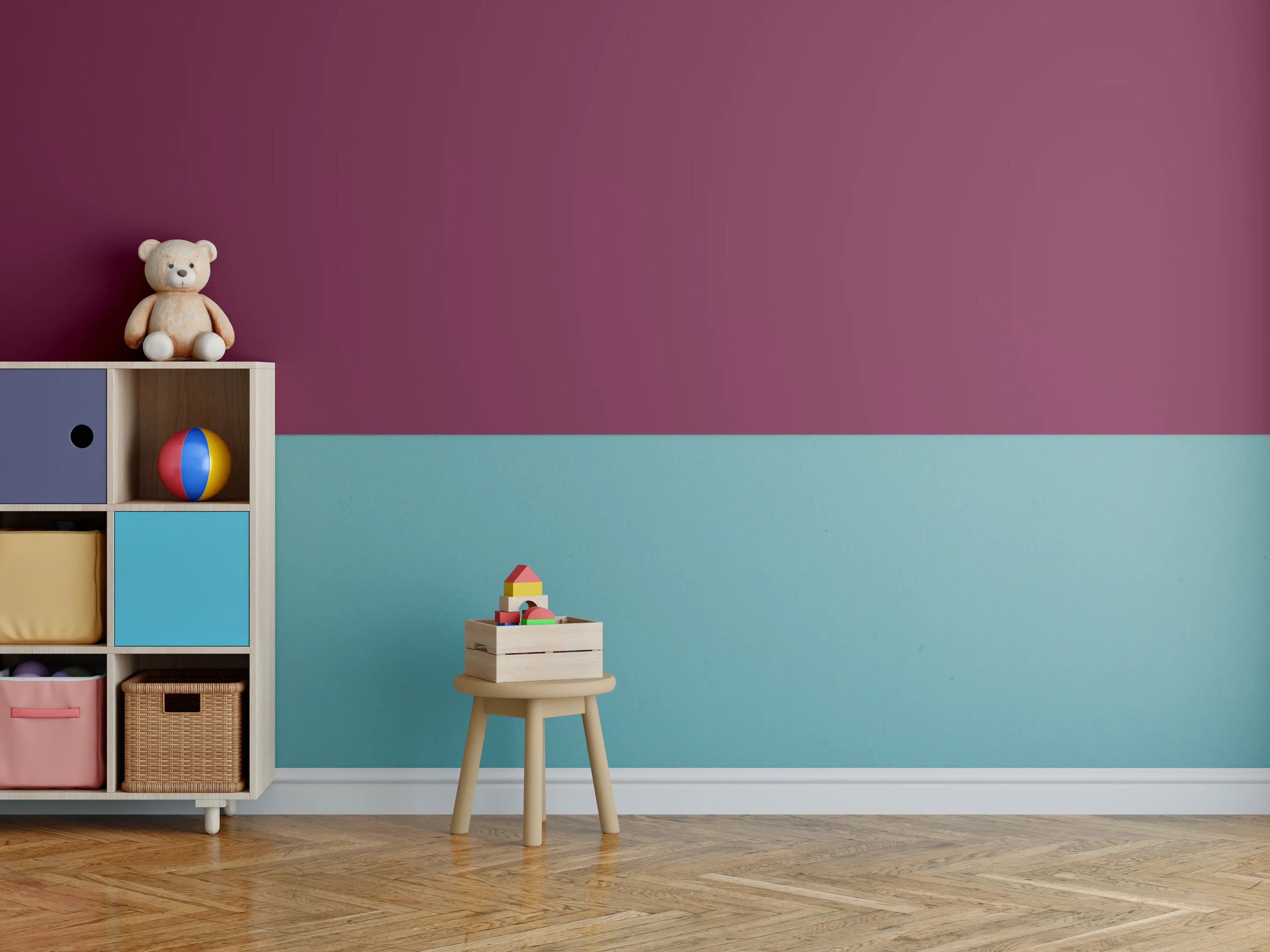 Kinderzimmer Wandgestaltung - RAL 4004 (Weinrotviolett)