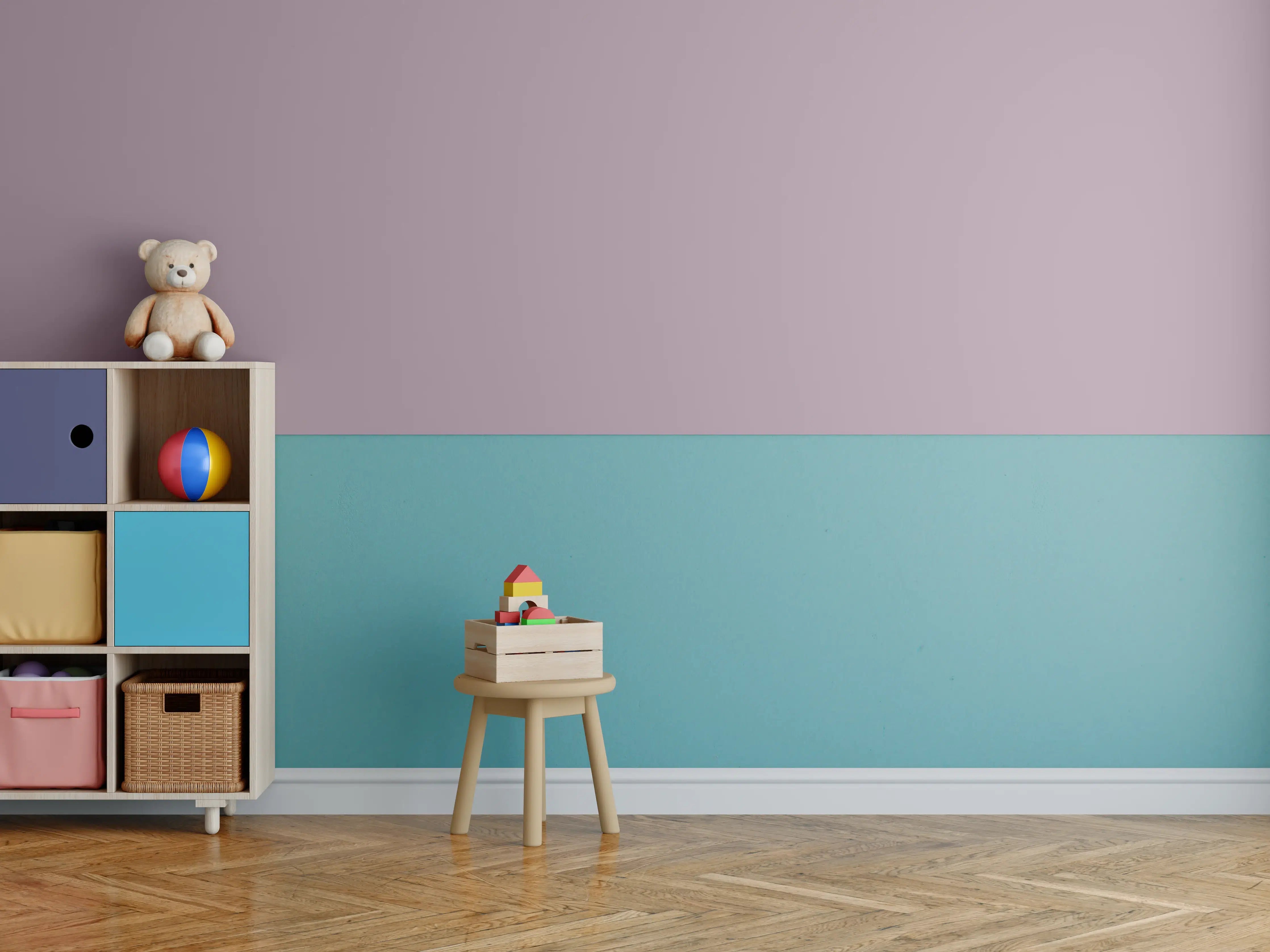 Kinderzimmer Wandgestaltung - RAL 4009 Violettblau