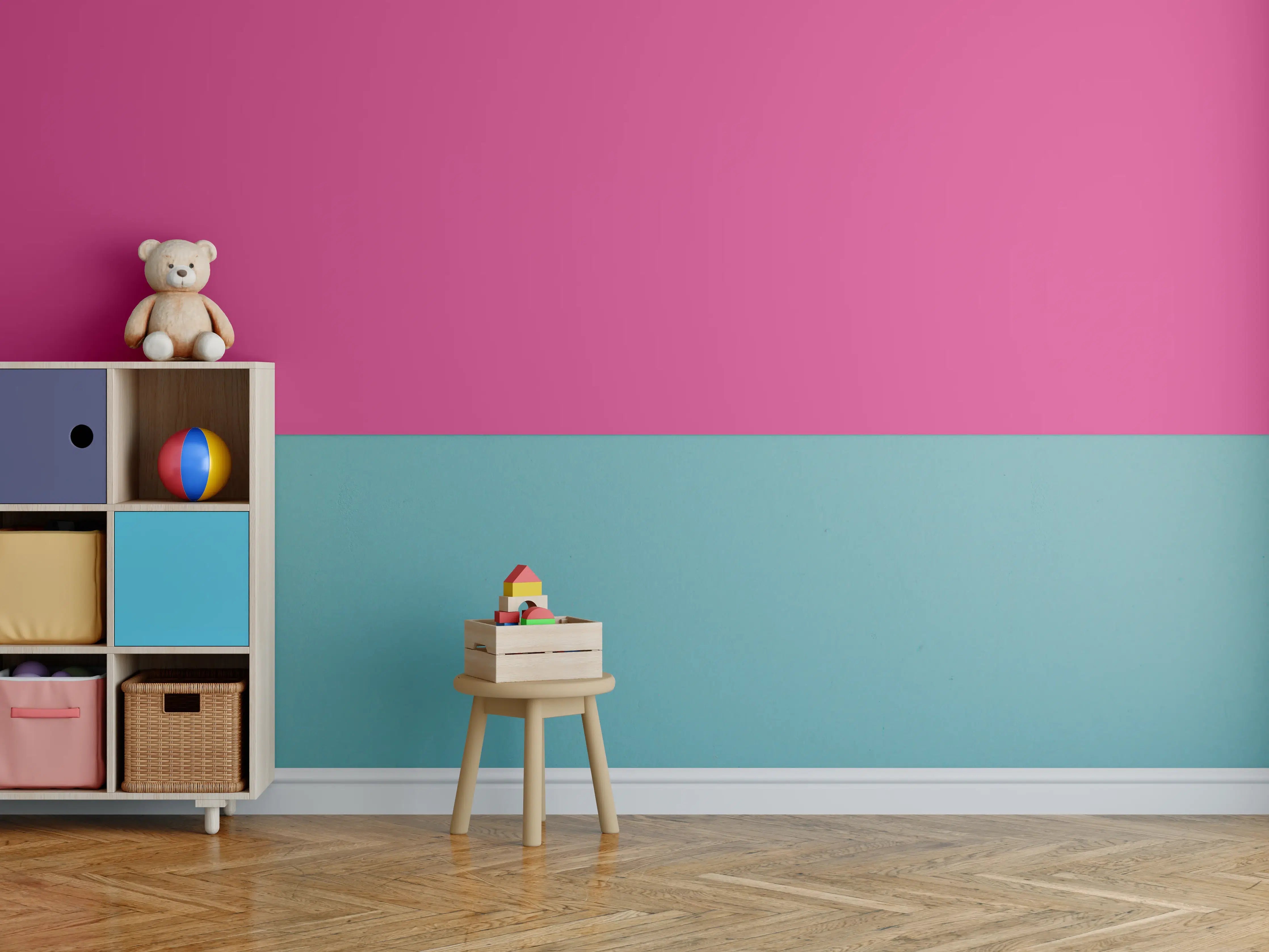 Kinderzimmer Wandgestaltung - RAL 4010 Verkehrsrot